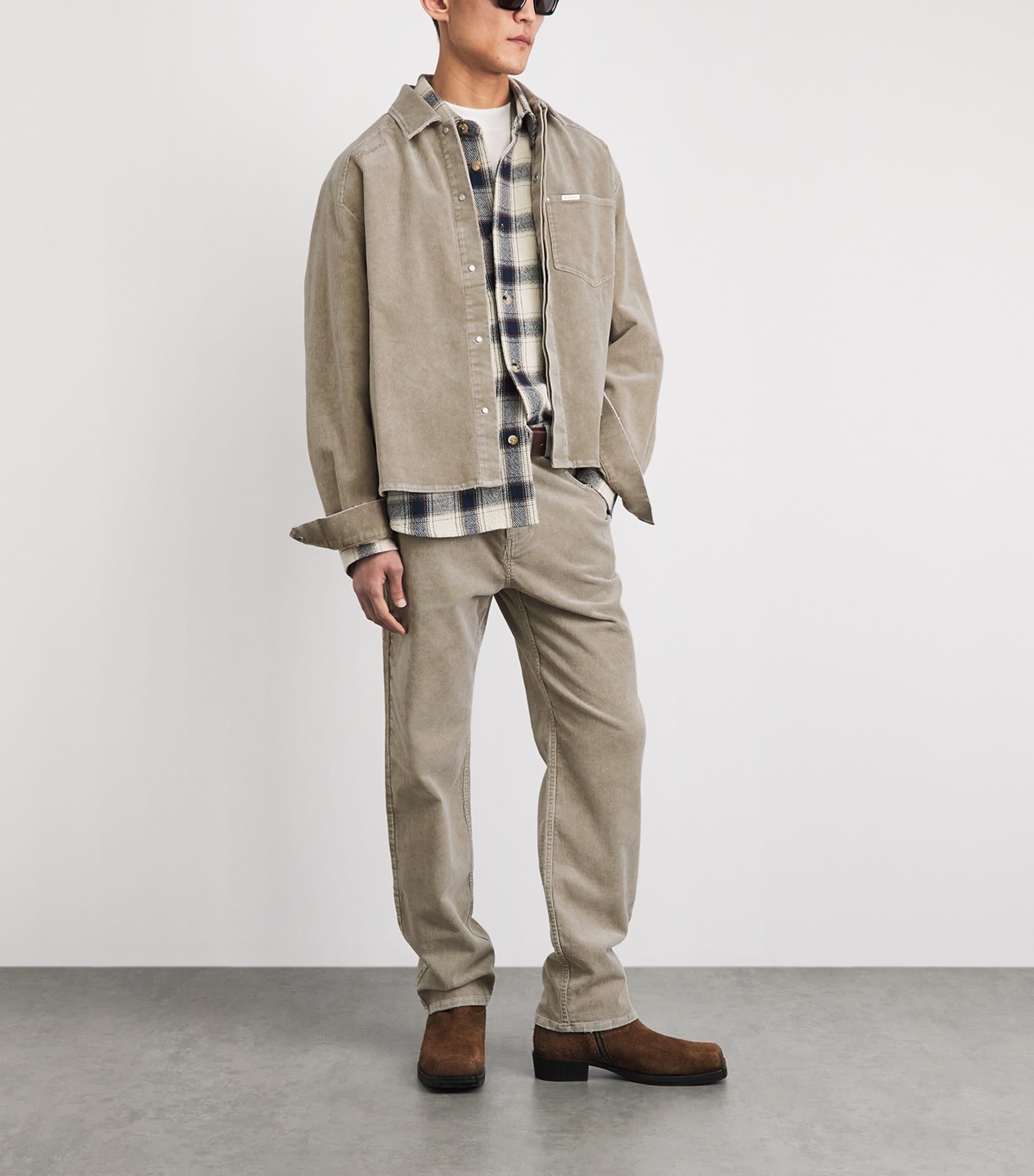 Represent Mens Corduroy Shirt Vintage Khaki Image 2