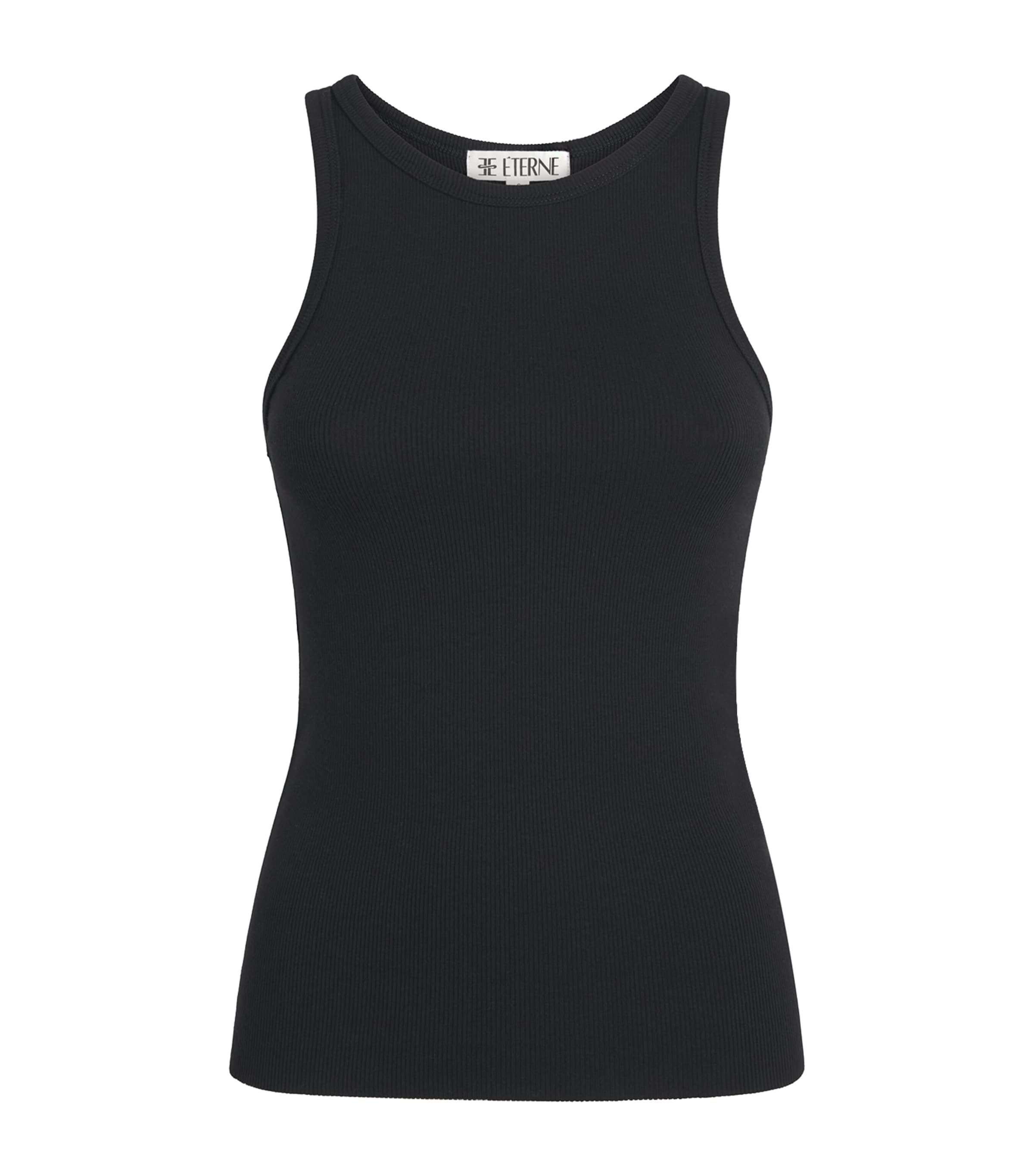 ÉTERNE Womens Ribbed Tank Top Black Image 1