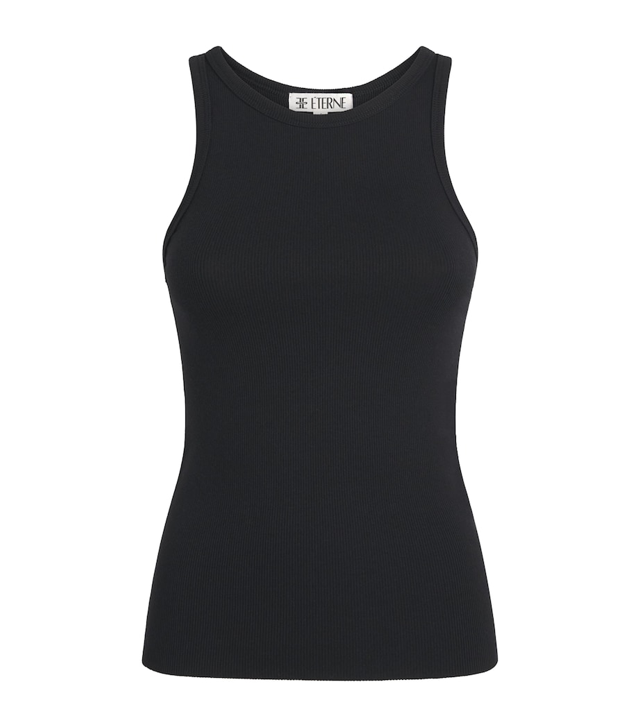 ÉTERNE Womens Ribbed Tank Top Black Image 1
