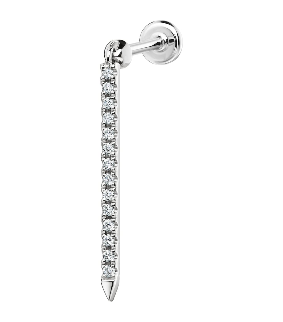 Diamond Eternity Bar Charm Threaded Stud Earring (18mm) WHITE GOLD Image 1