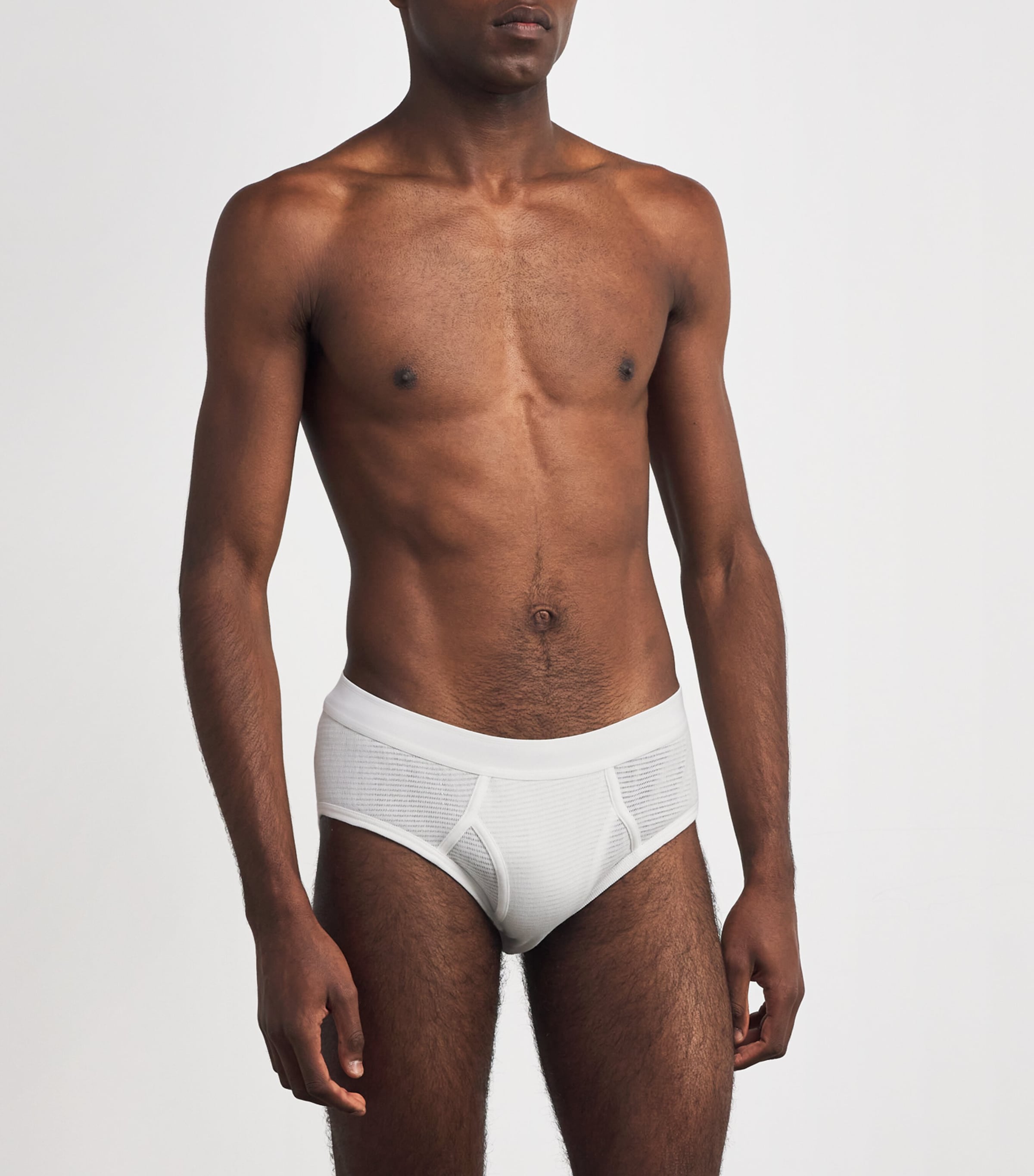 Cotton Mesh Cellular Briefs WHITE Image 2