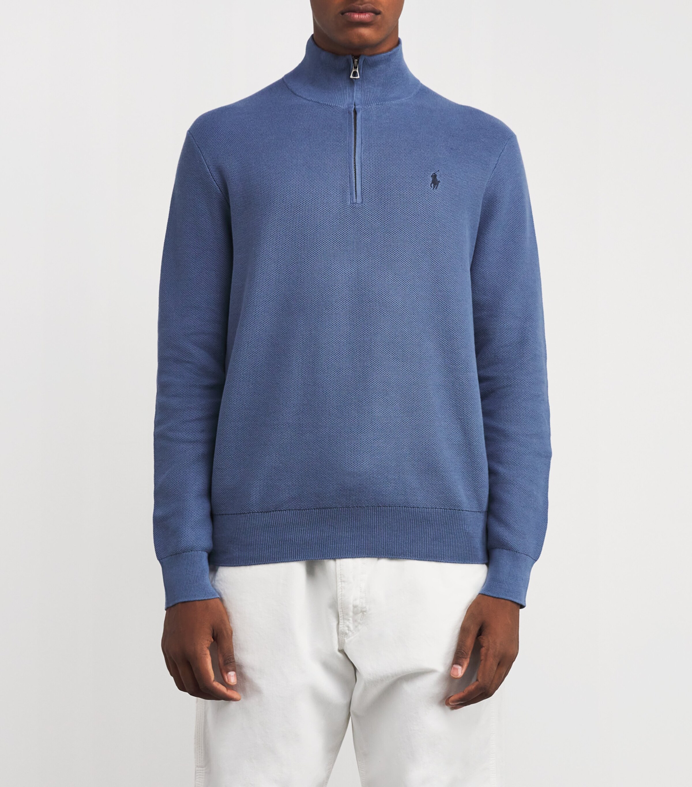 Cotton Quarter-Zip Sweatshirt BLUE Image 3
