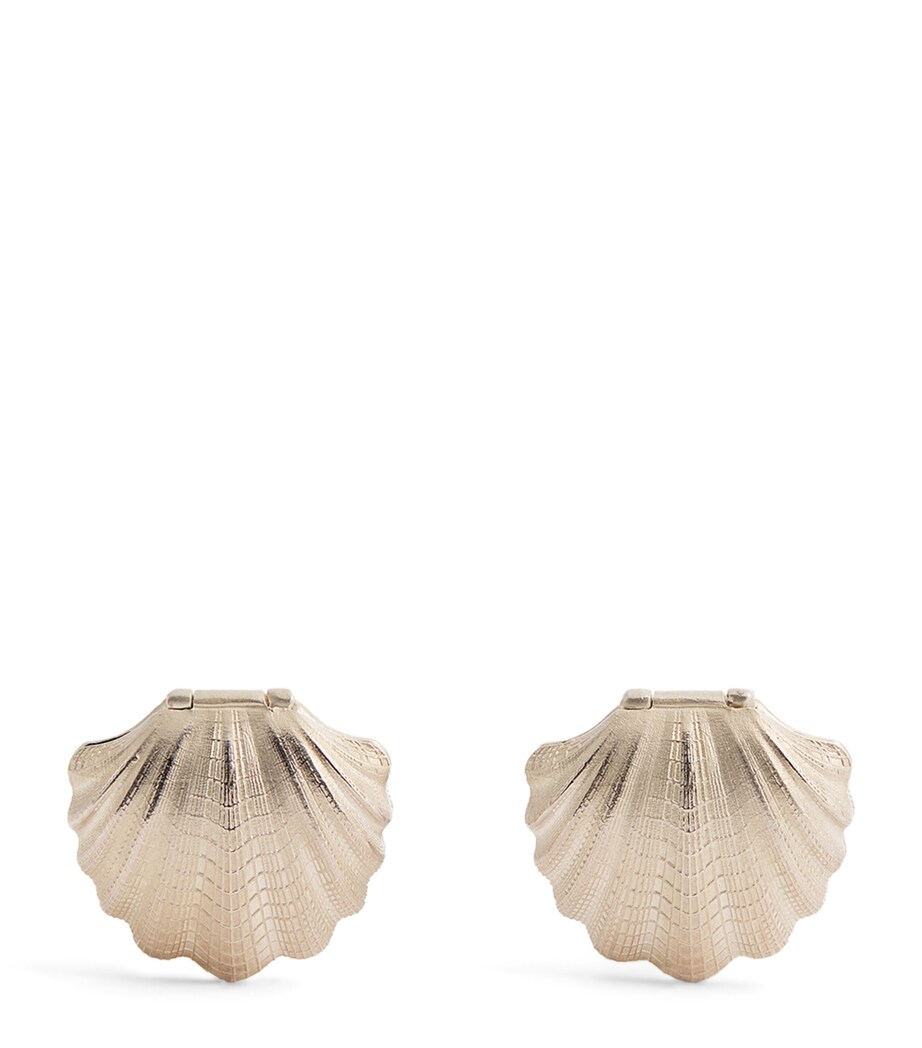 Deakin & Francis Sterling Silver Pearl-Detail Clam Cufflinks Pink Image 1