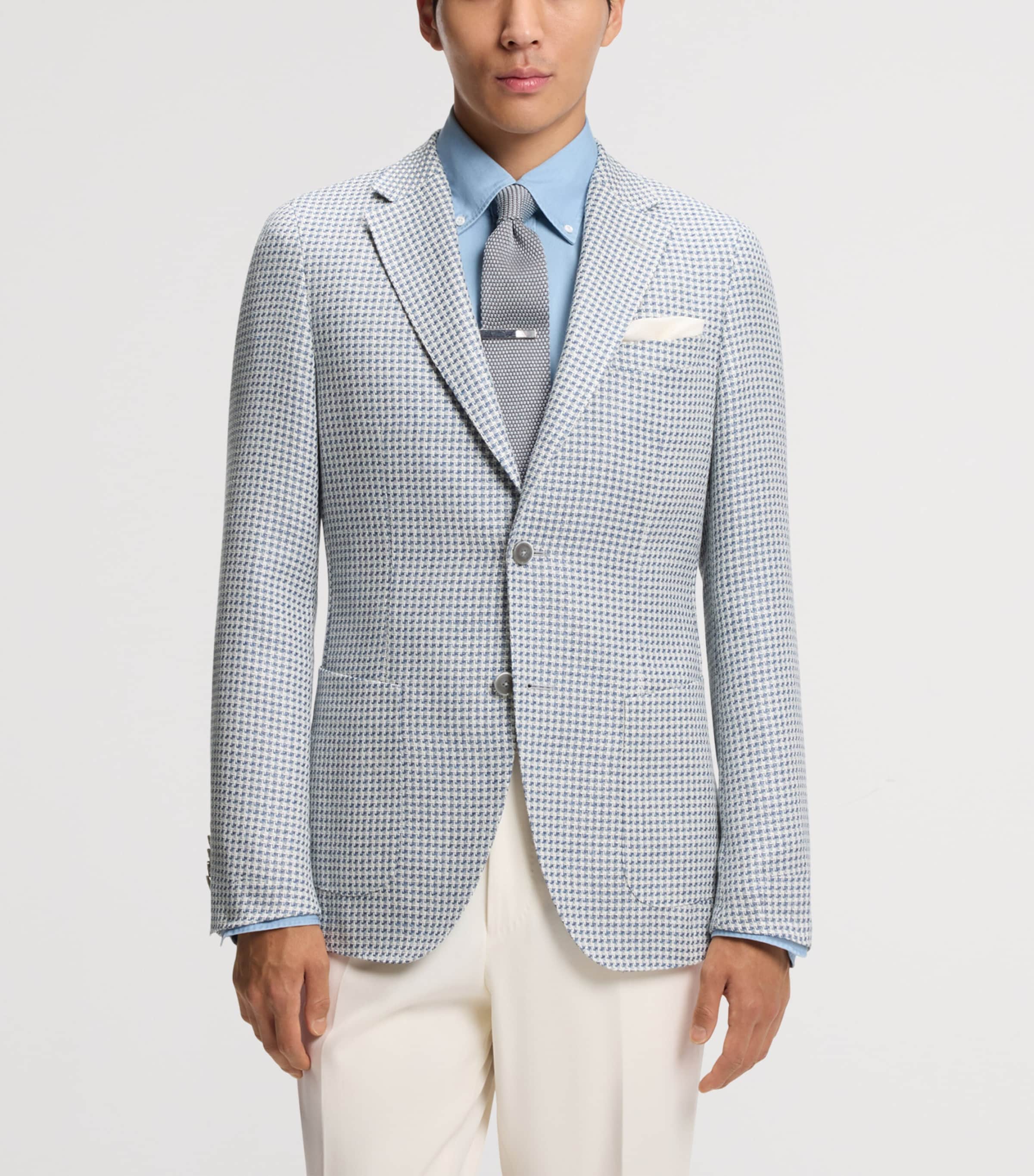 BOSS Mens Linen-Silk-Cotton Slim Blazer Image 2