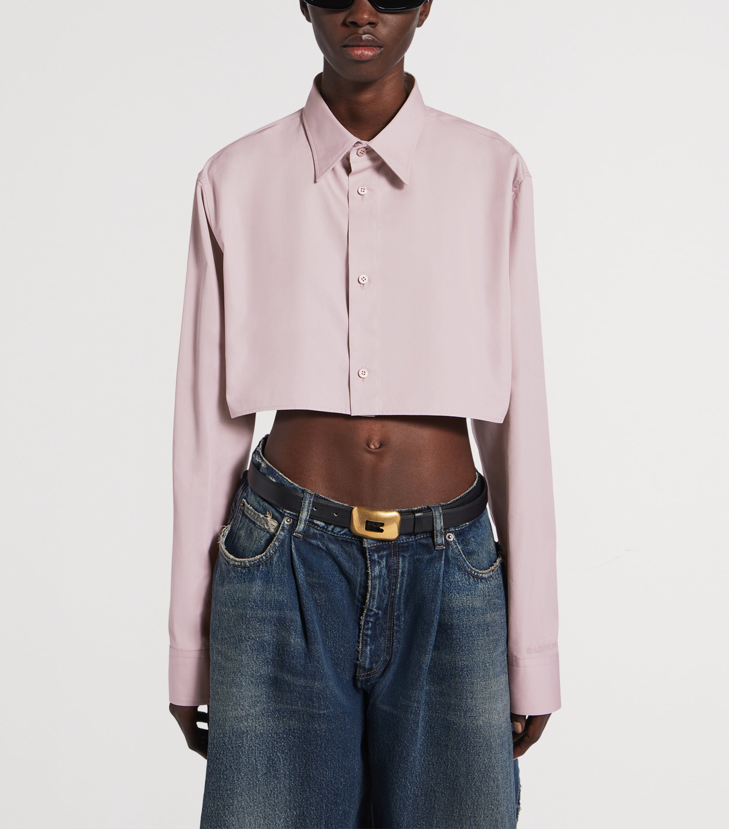 Balenciaga Womens Cotton-Silk Cropped Shirt Image 5