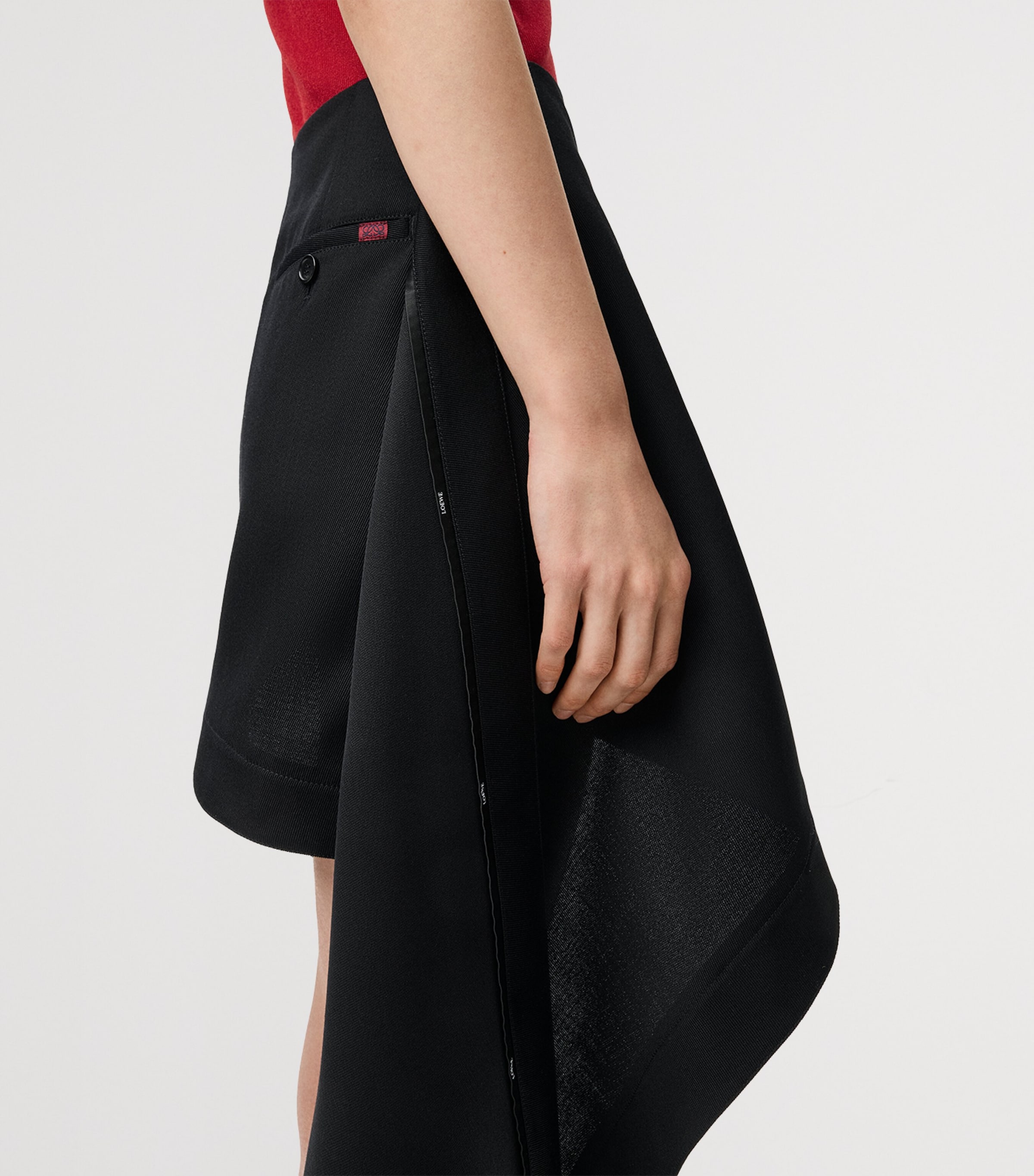 Wool Draped Mini Skirt BLACK Image 5