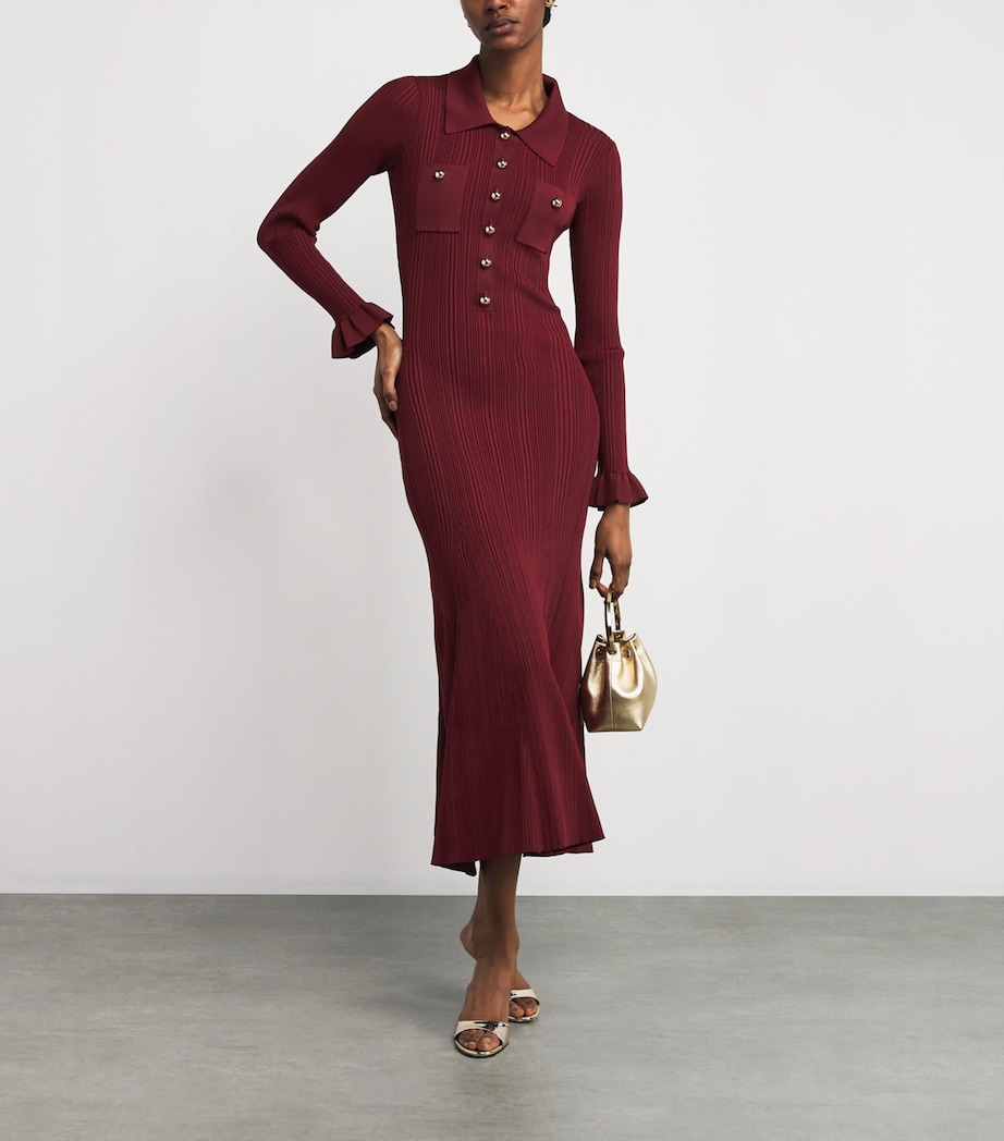 Rib-Knit Midi Dress BURGUNDY Image 2