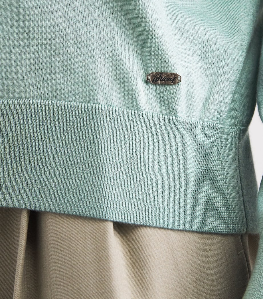Brioni Mens Cashmere-Silk Long-Sleeve Polo Shirt Image 3