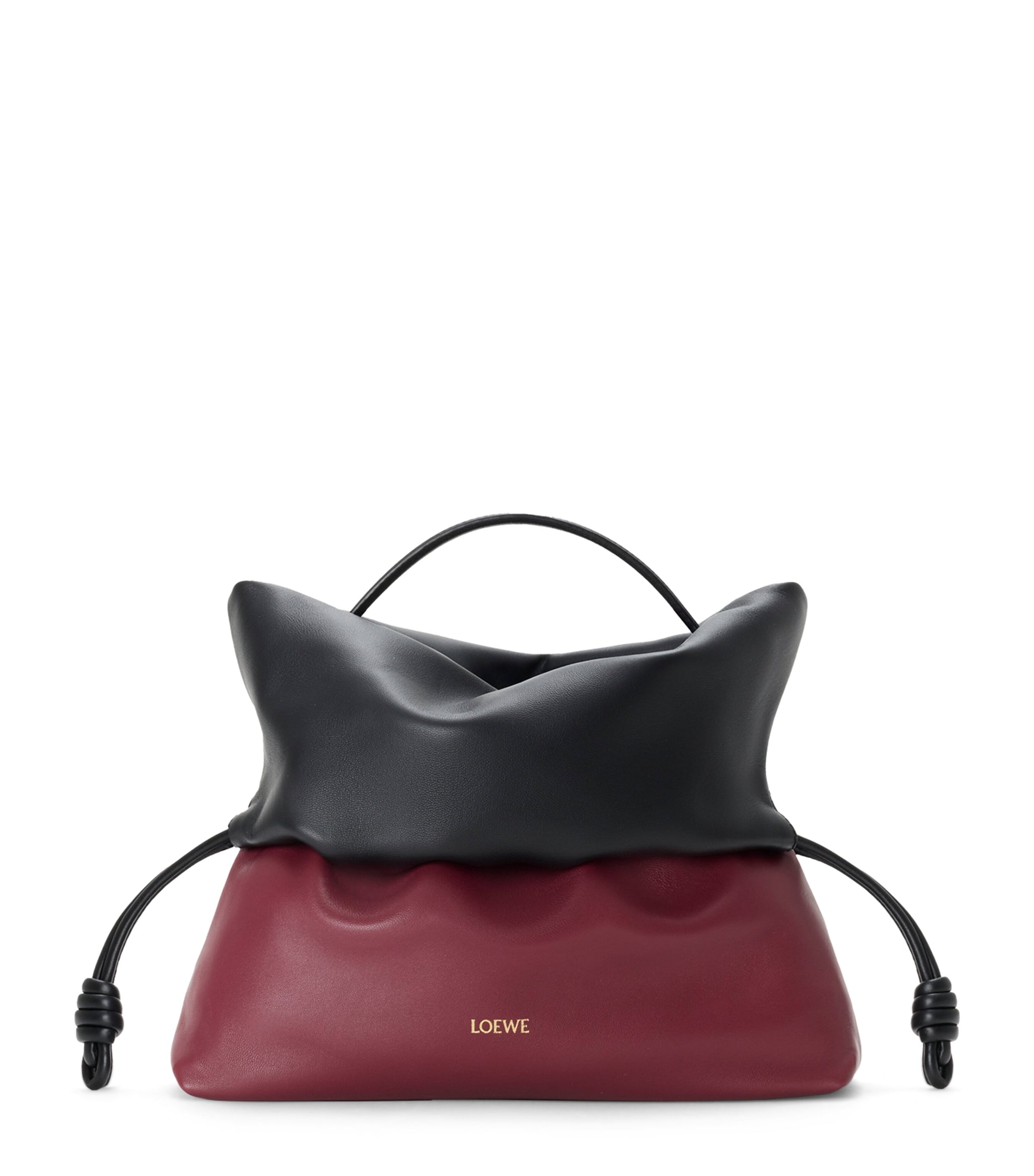 LOEWE Leather Flamenco Rolled Top-Handle Bag Black/copper Red Image 1
