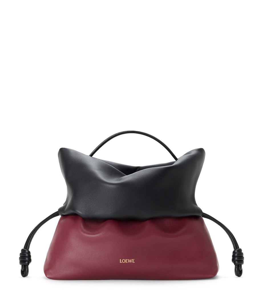 LOEWE Leather Flamenco Rolled Top-Handle Bag Black/copper Red Image 1