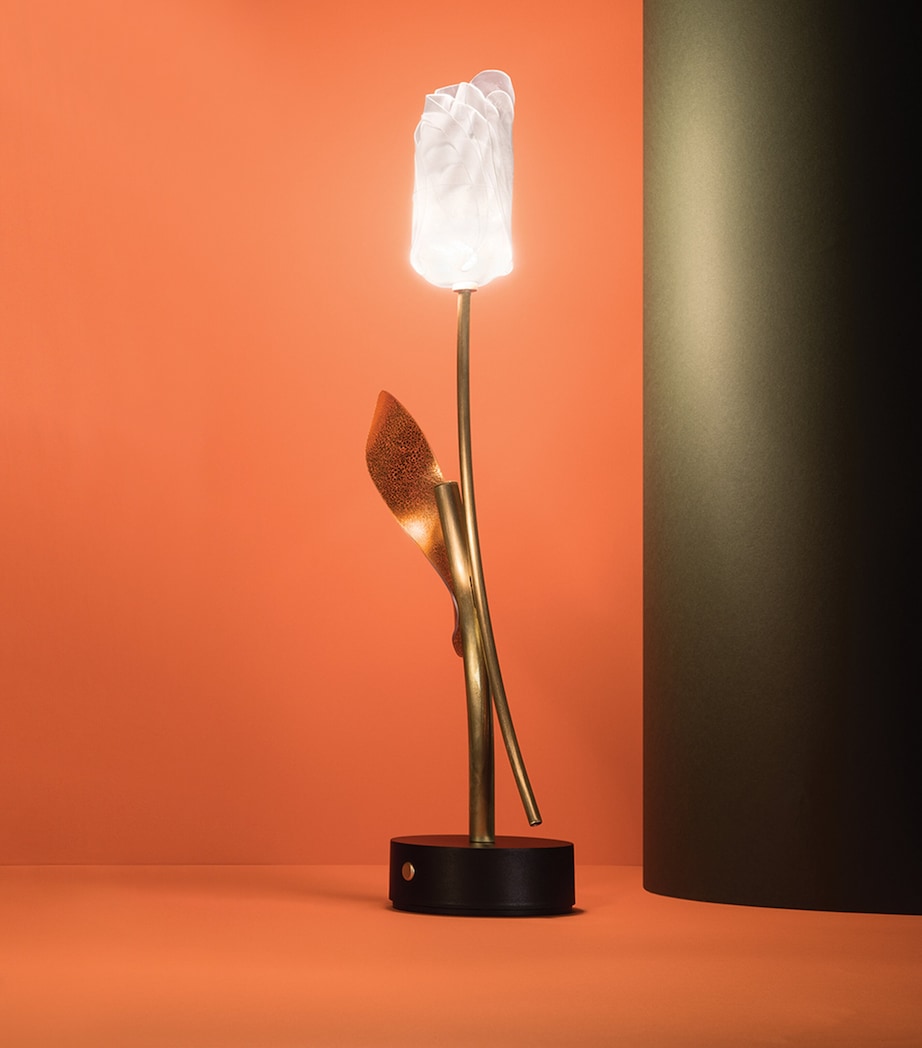 Tulip Battery Table Lamp WHITE & GOLD Image 5
