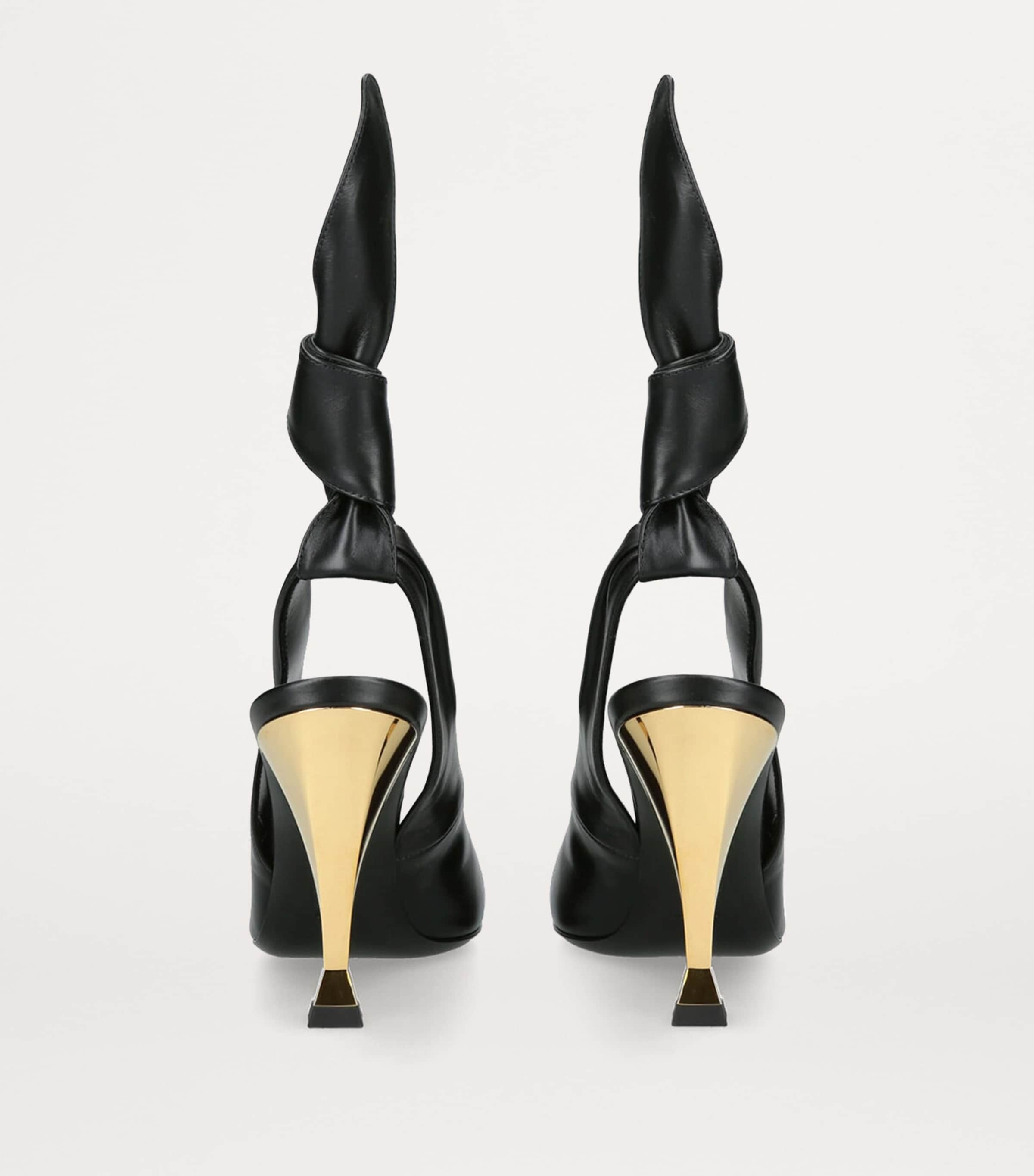 Leather Beauw Slingback Pumps 95 BLACK Image 2