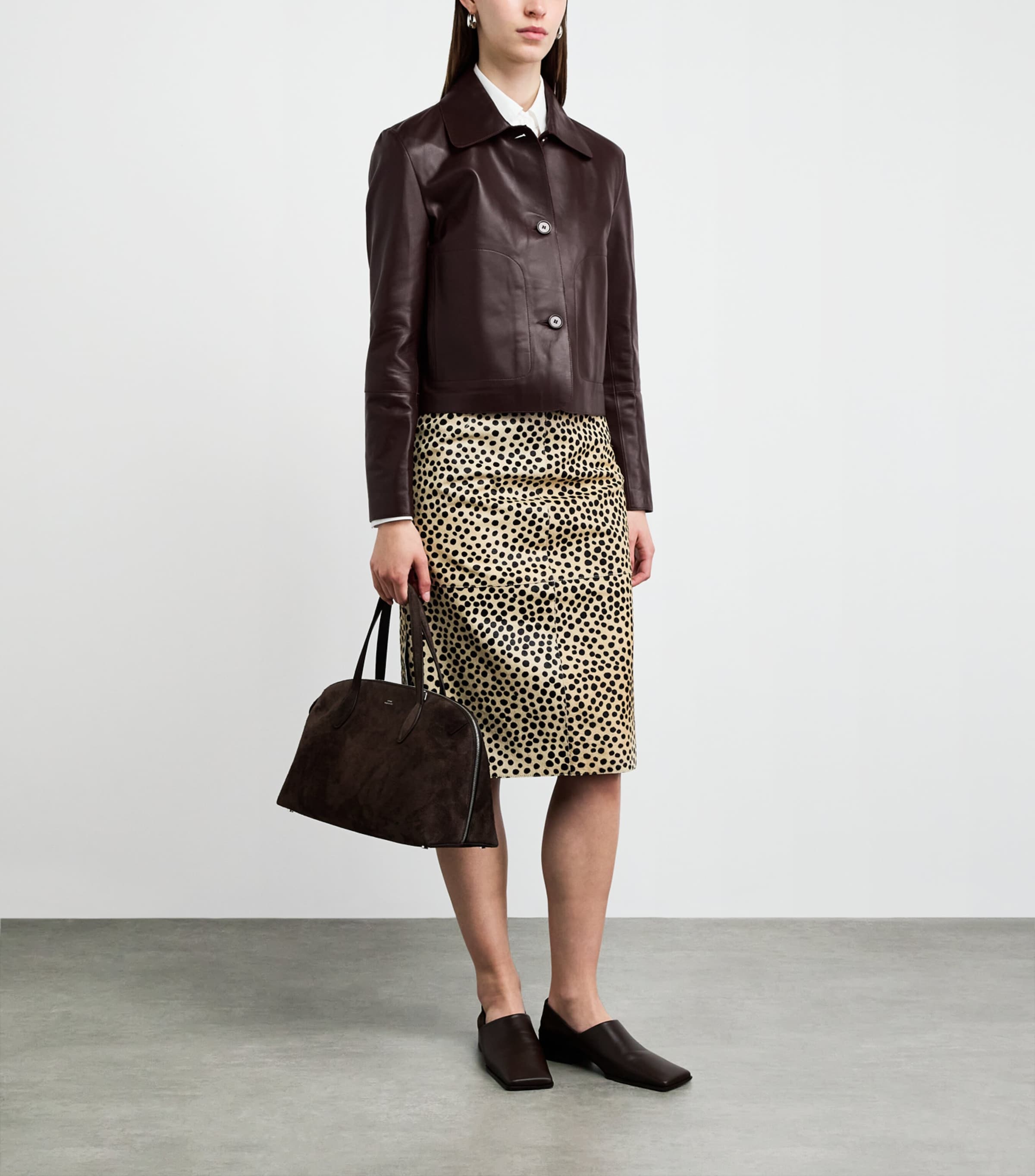 Arma Womens Kaylee Leather Jacket Marrone Image 2