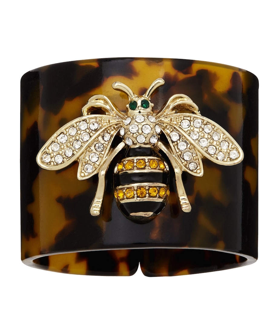 Set of 4 Tortoiseshell Bee Napkin Rings BROWN Image 1