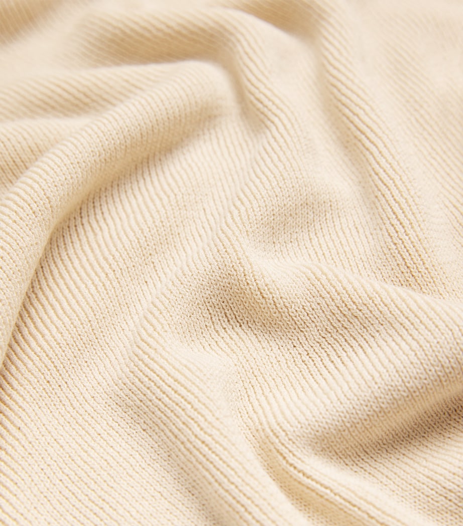 Cotton-Blend Knitted Felicia Sweater 90LB LIGHT BEIGE Image 5