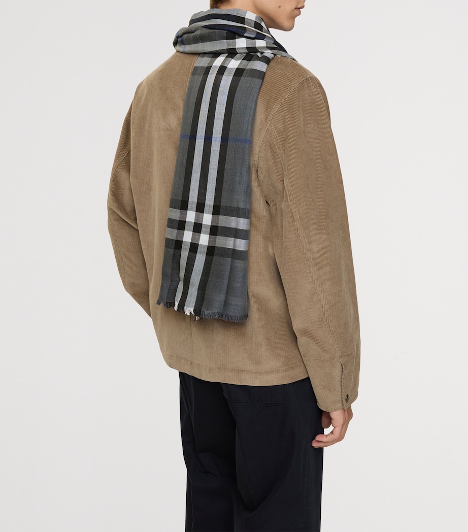 Wool-Silk Reversible Check Scarf MARLBOROUGH GREY/MAS Image 4