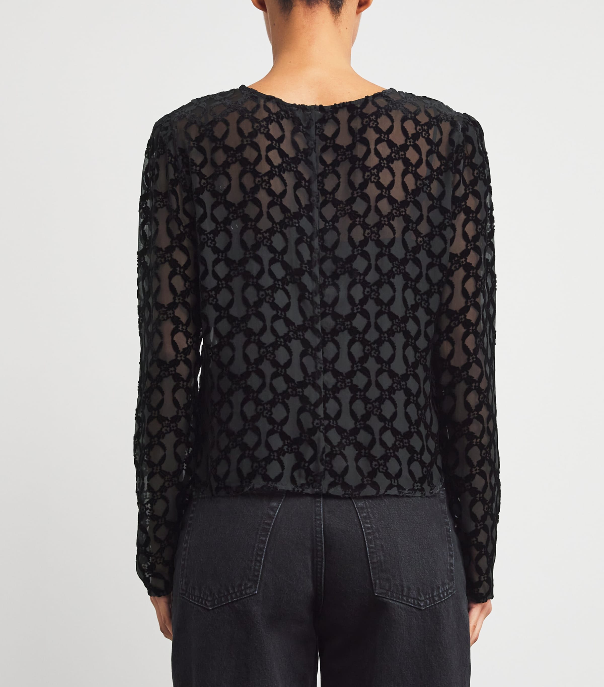 Velvet Jacquard Amaya Blouse BLACK Image 4