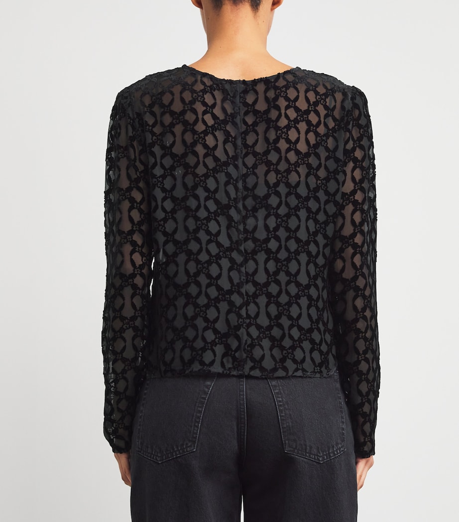 Velvet Jacquard Amaya Blouse BLACK Image 4