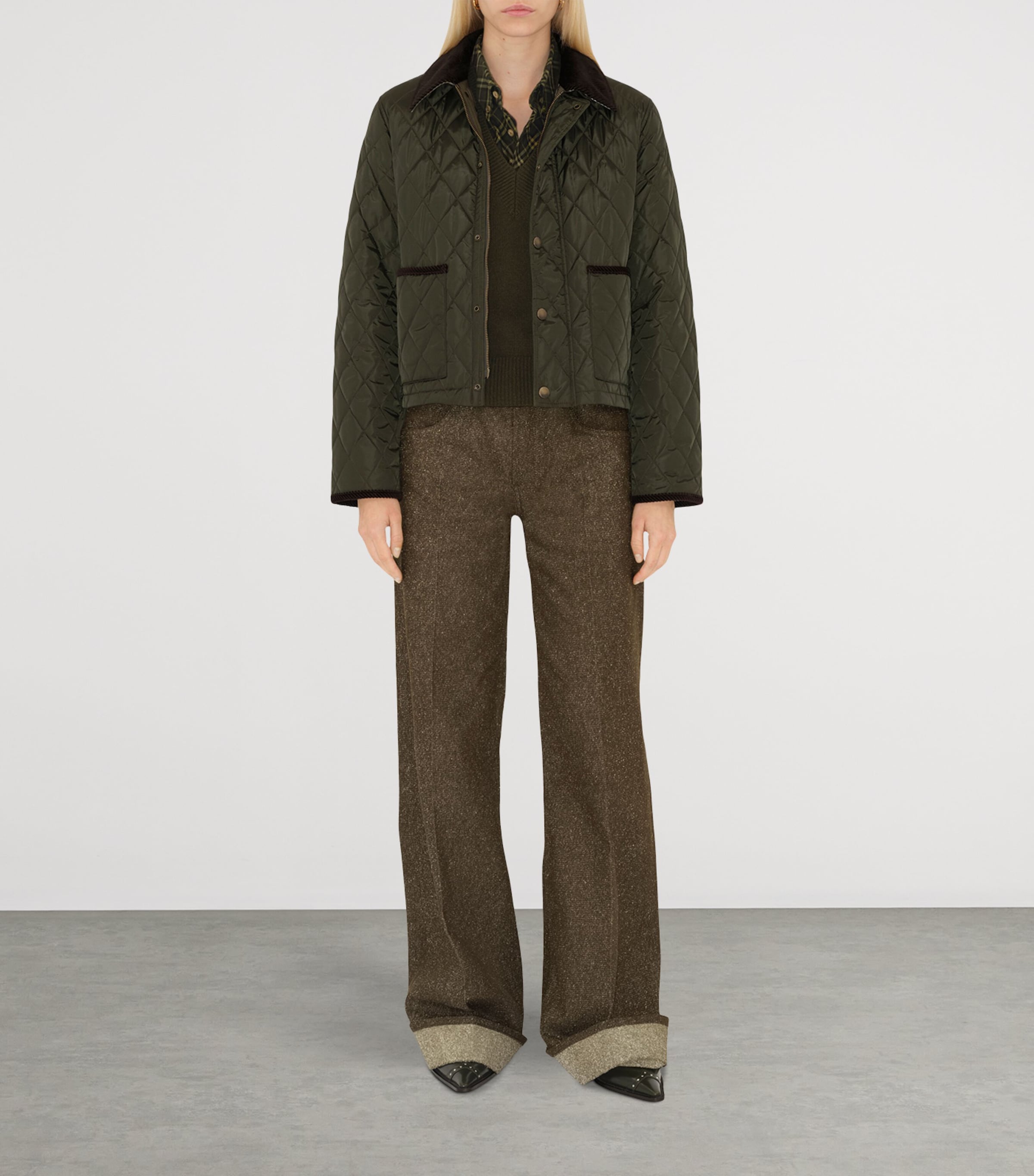 Cropped Quilted Field Jacket SHALE/BRUSH IP CHECK Image 2