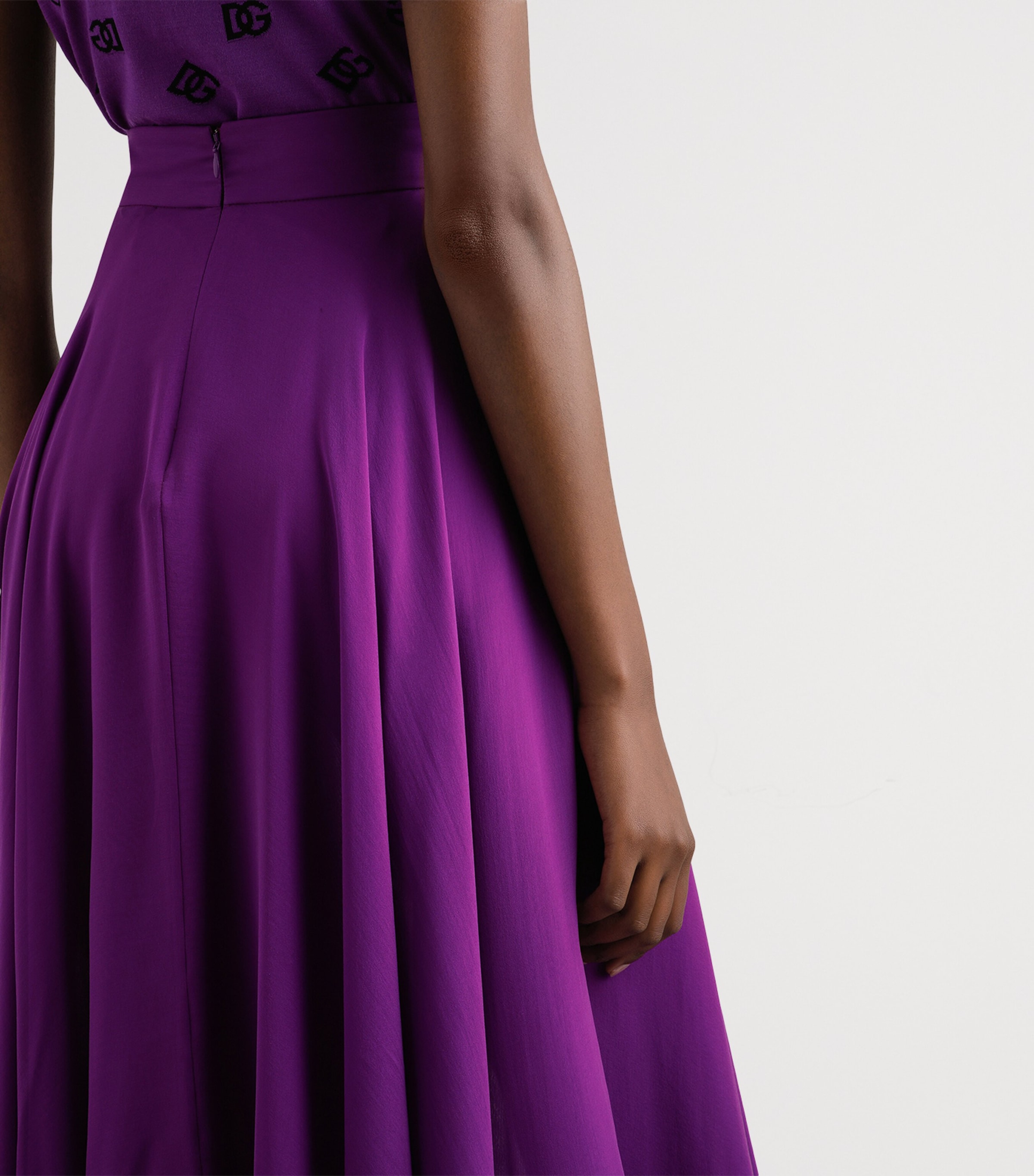 Silk Chiffon Midi Skirt F0571-PURPLE Image 3