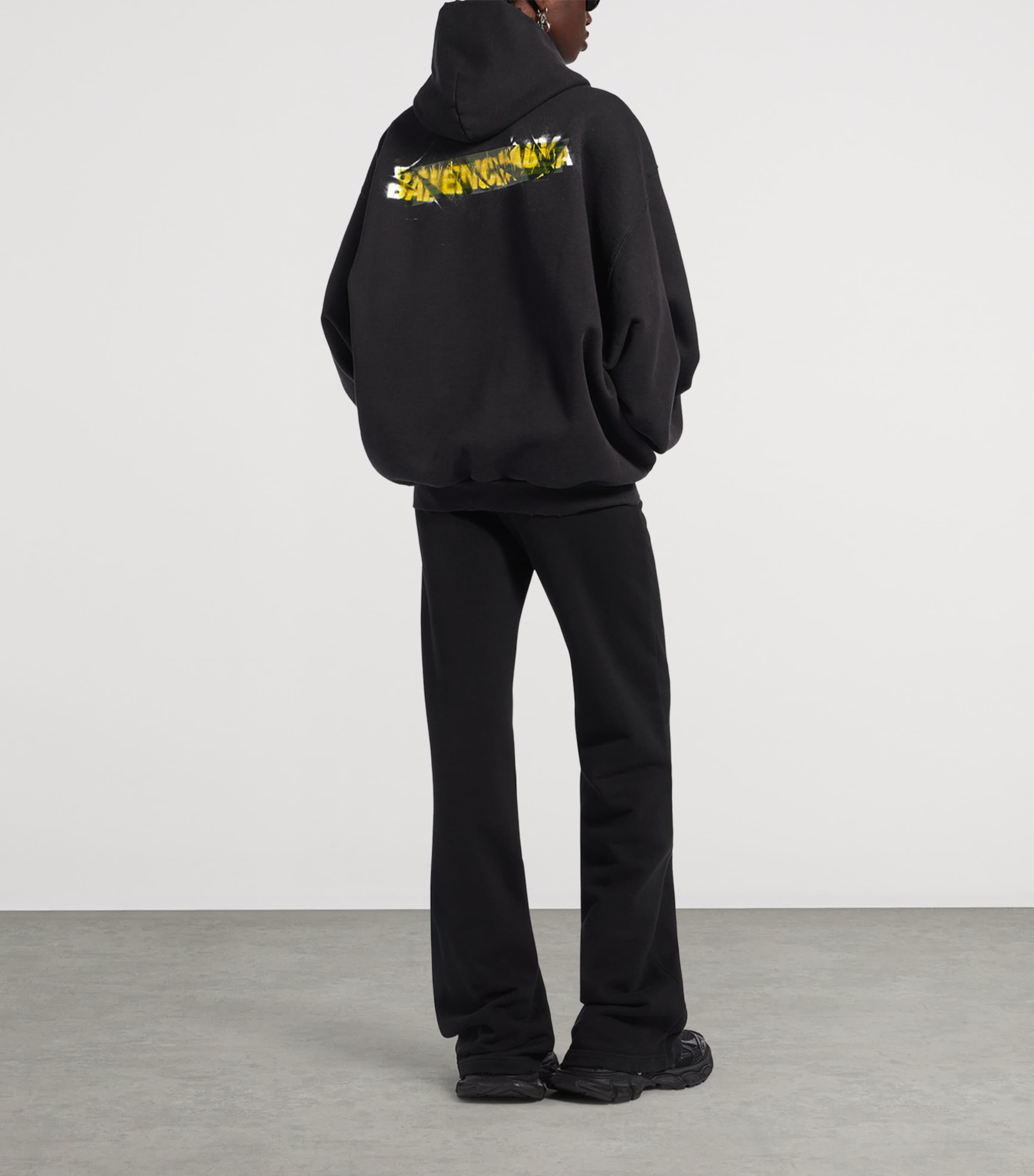 Balenciaga Womens Cotton Spray Logo Zip-Up Hoodie Image 3