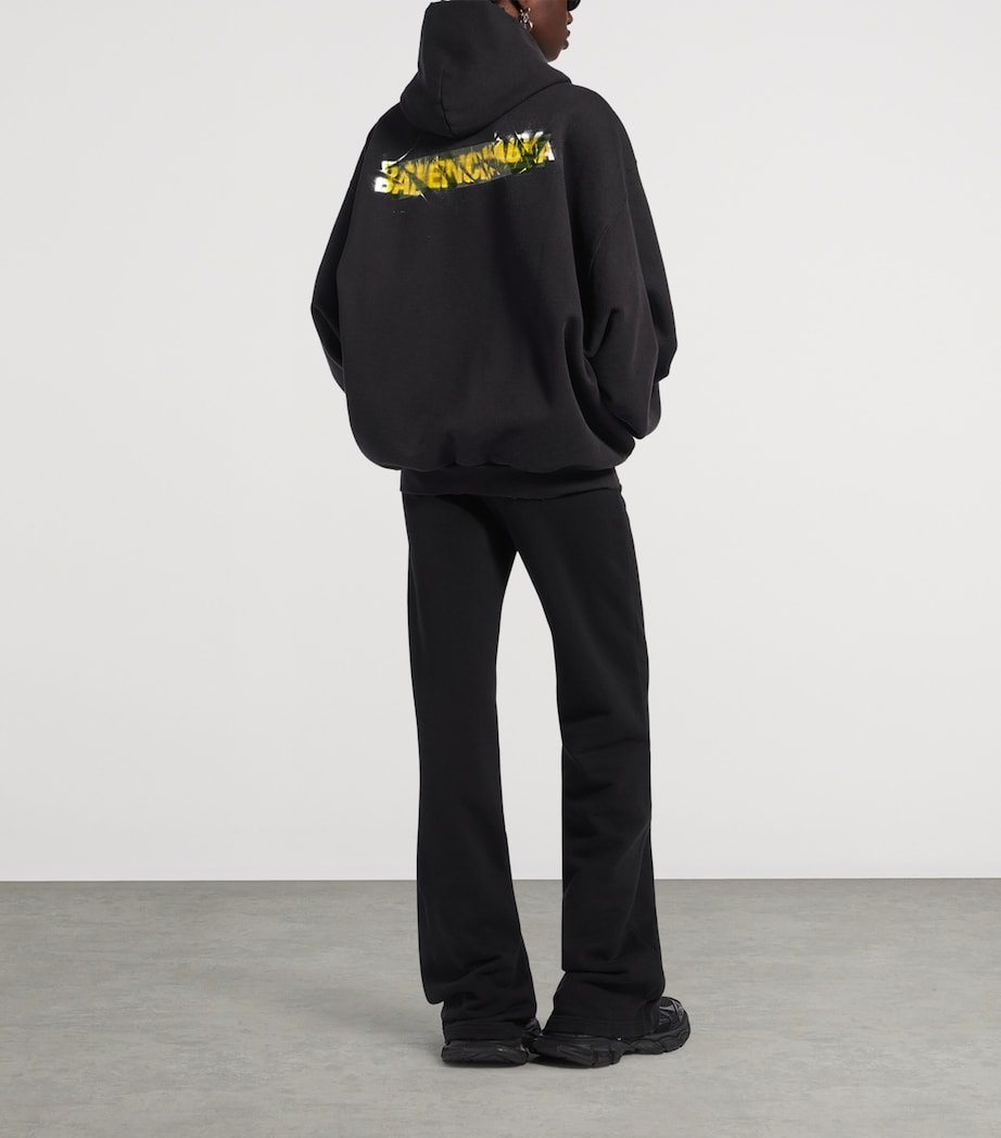 Balenciaga Womens Cotton Spray Logo Zip-Up Hoodie Image 3