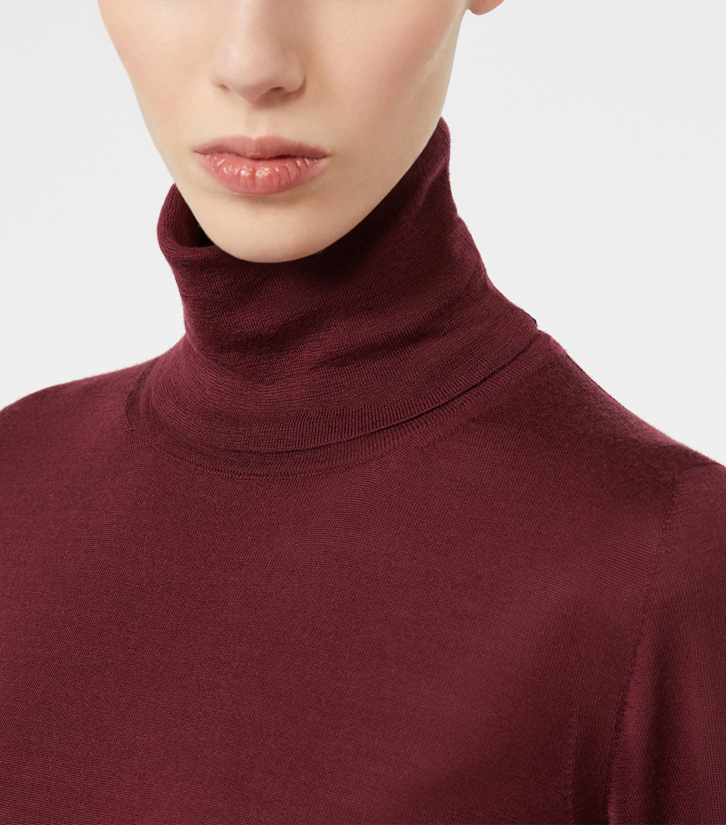 Max Mara Womens Virgin Wool Rollneck Sweater Red Purple Image 5