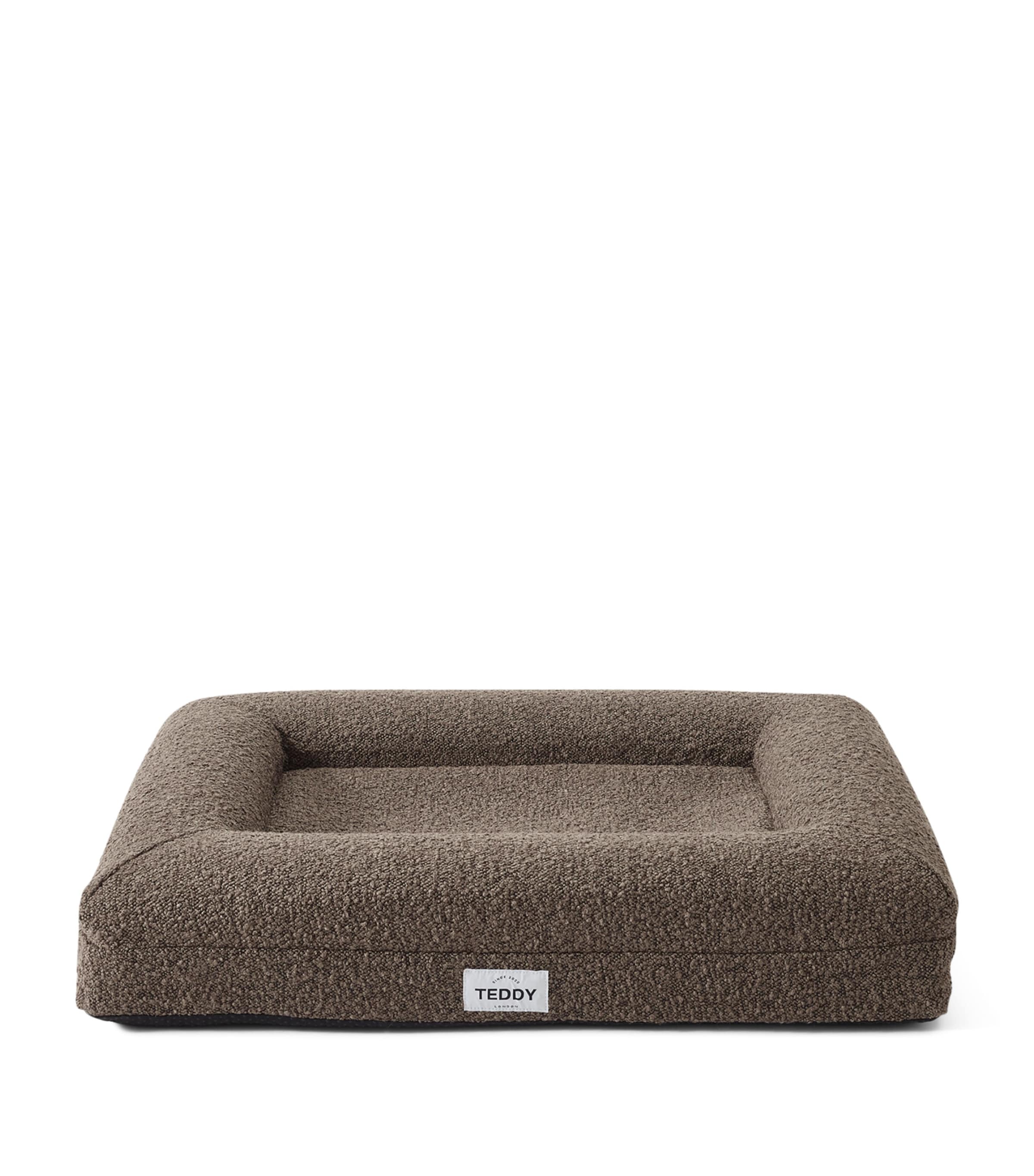 Teddy London Small Bouclé Dog Bed In Brown