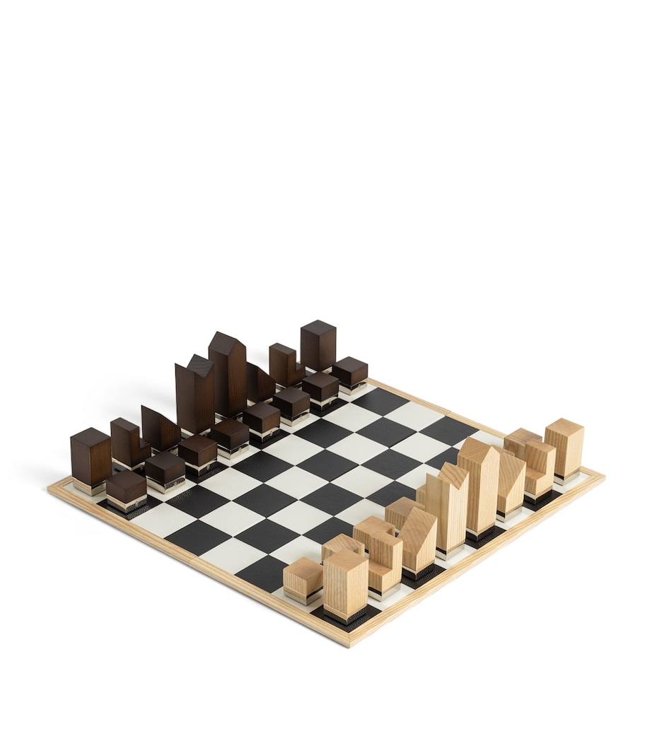 Leather-Maple Wood Chess Set COGNAC & WHEAT Image 3