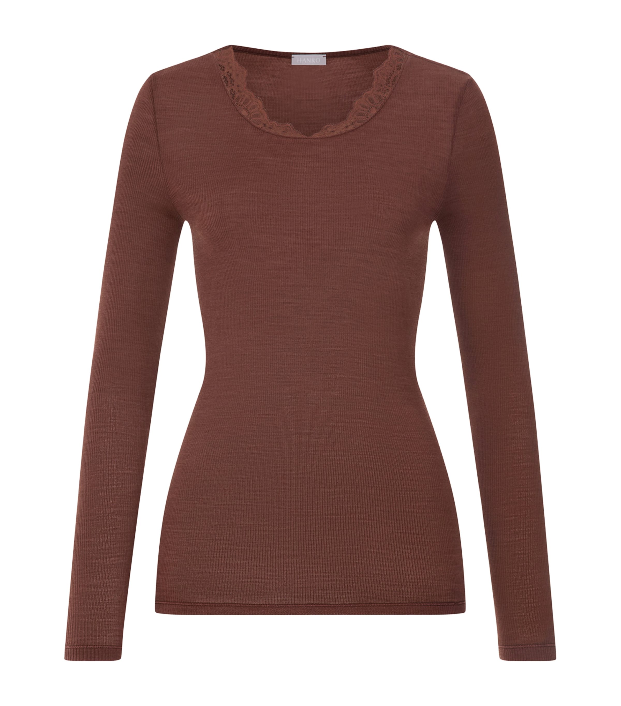 Hanro Brown Wool-Silk Long-Sleeve T-Shirt | Harrods UK