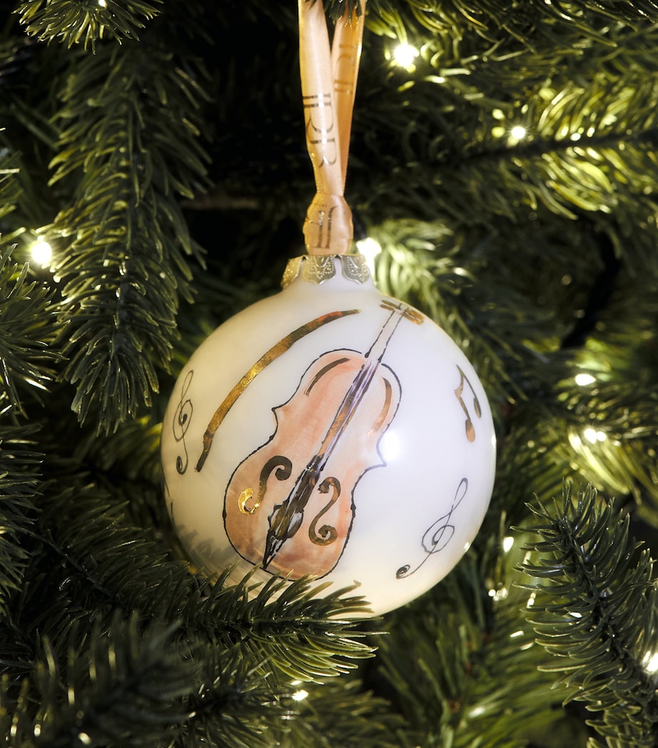 Jayne Redmond Ceramic Violin Bauble Brown Image 3