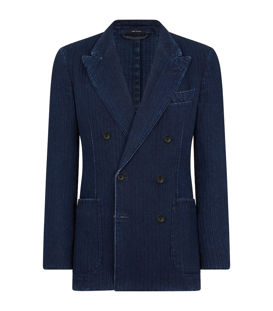 Double-Breasted Denim Blazer UBO Image 1