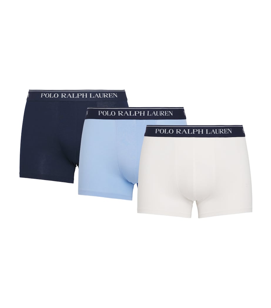 Polo Ralph Lauren Mens Stretch-Cotton Classic Trunks (Pack of 3) Paper Wht/office Blu Image 1