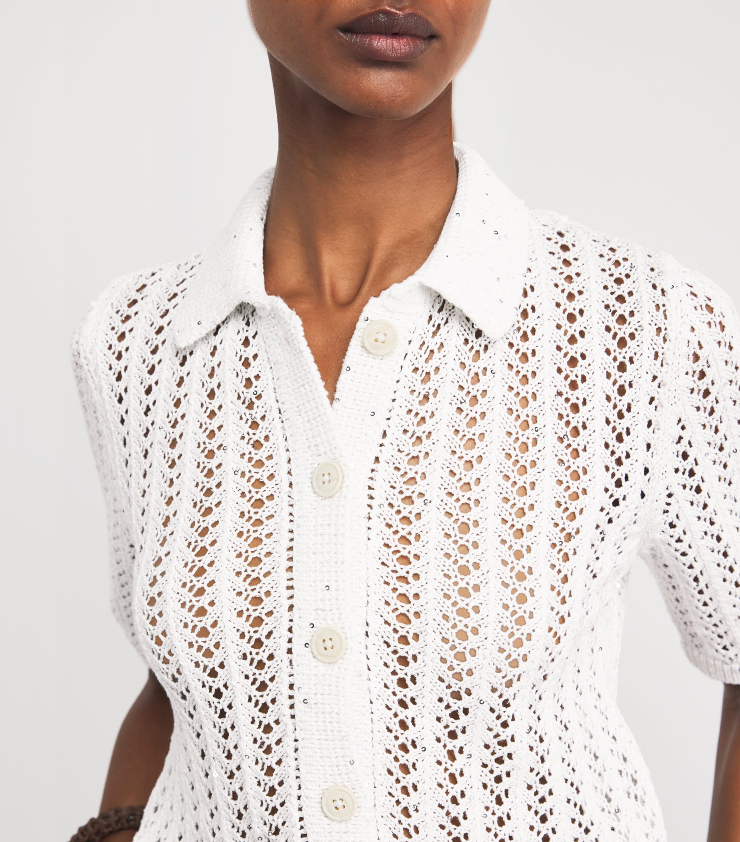 Eleventy Womens Cotton-Linen-Blend Cardigan Bianco Image 3