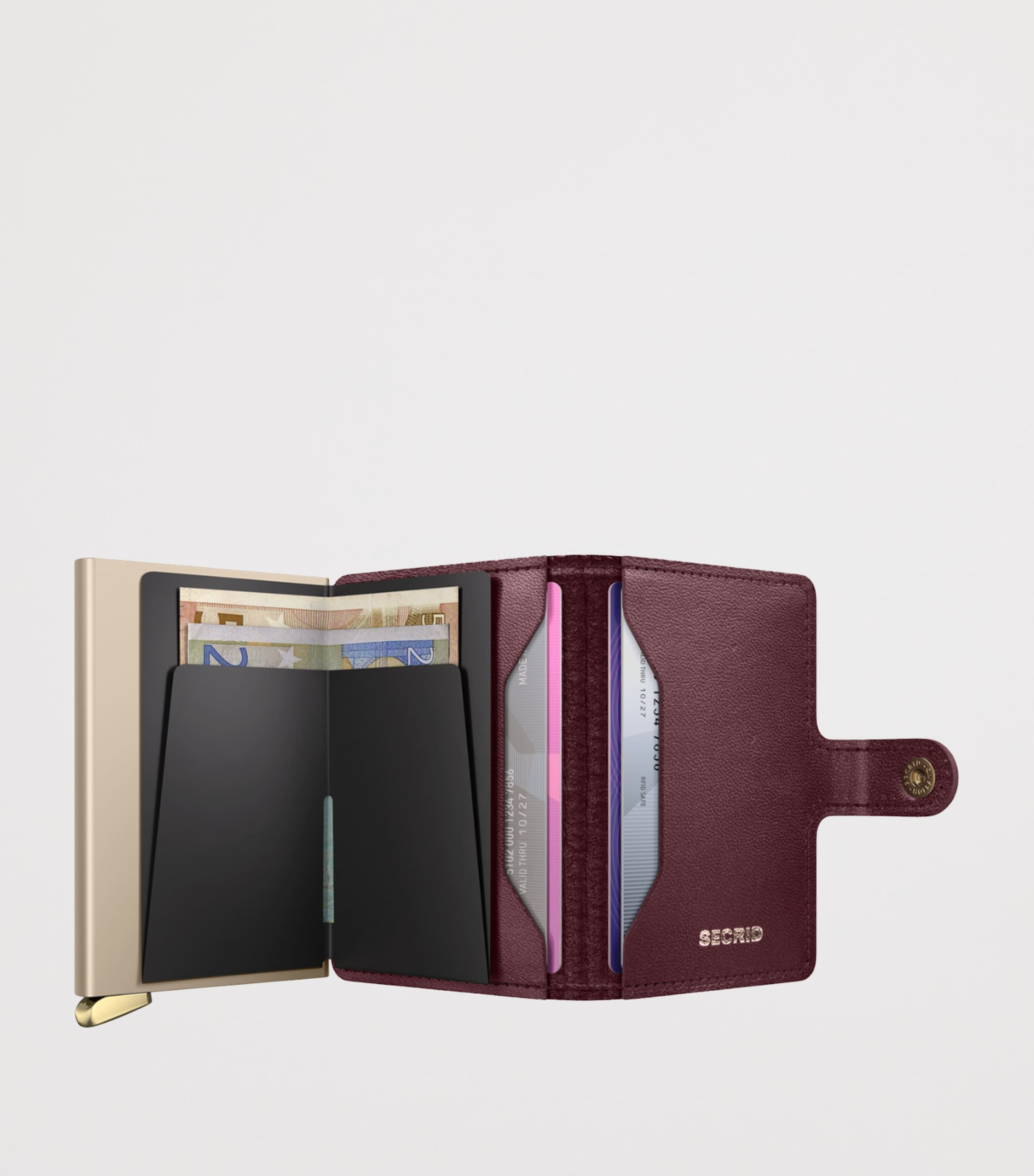 Leather Diamond-Embossed Miniwallet BORDEAUX Image 4