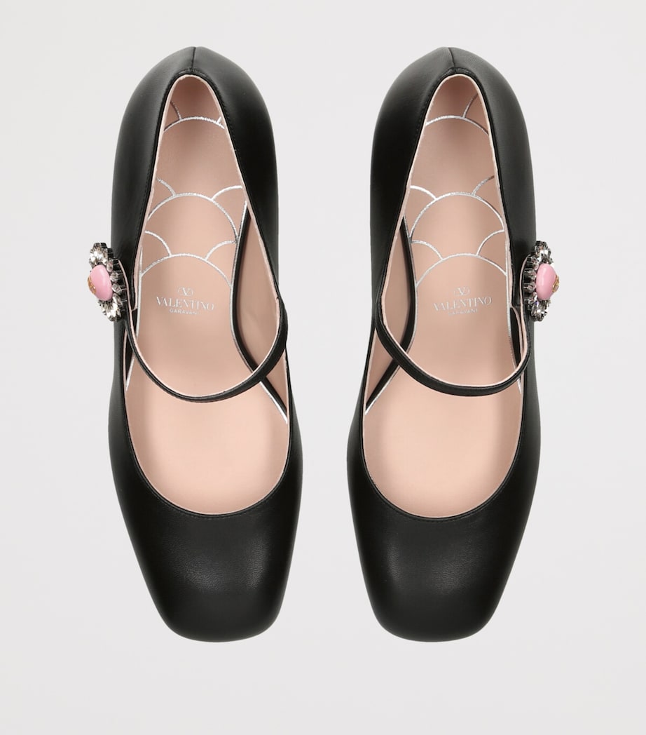 Leather Embellished Preshoes Pumps 55 BLACK/COMB Image 4