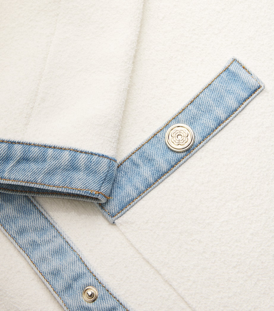 Maje Womens Denim-Trimmed Cardigan Ecru Image 5