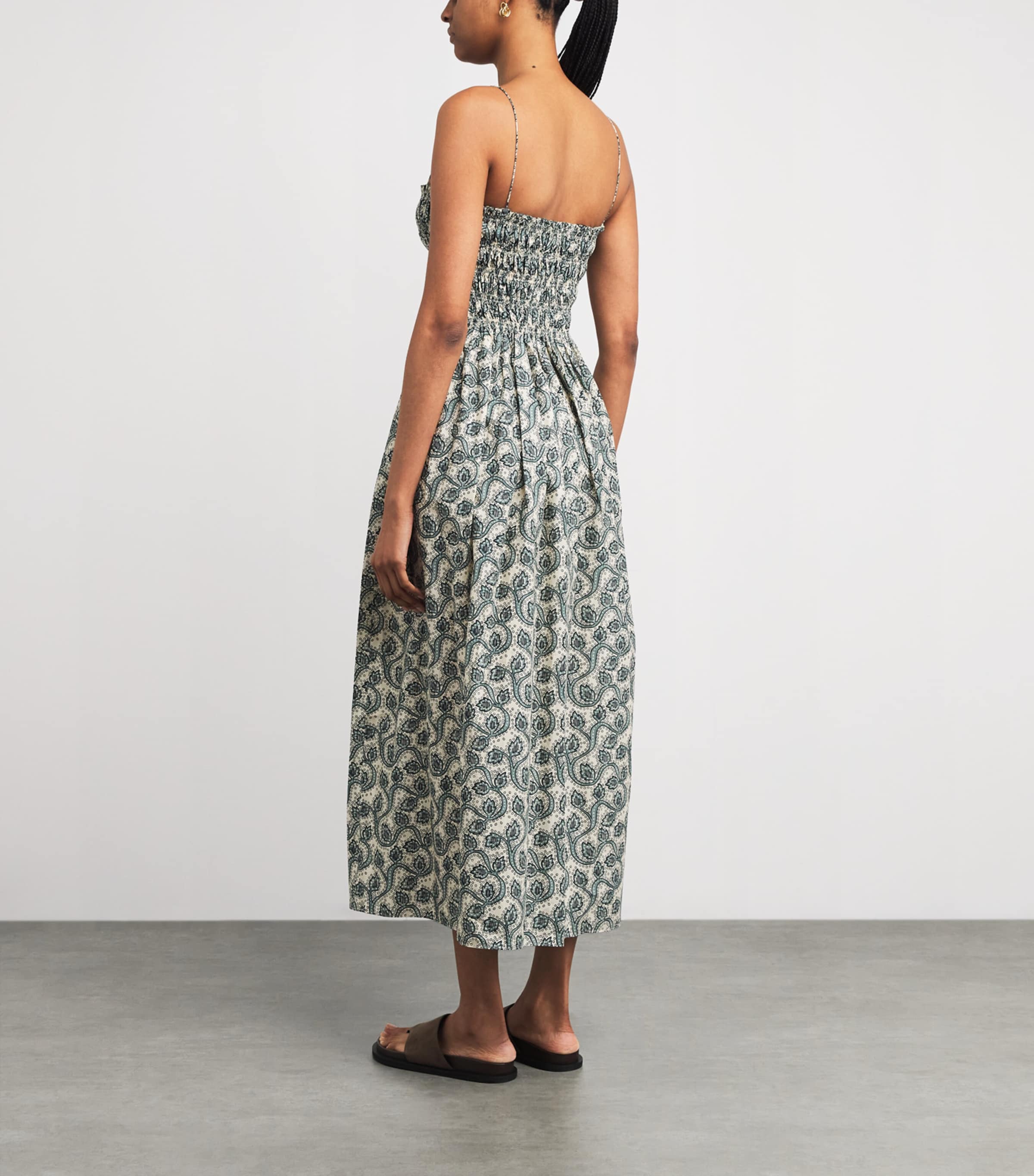 Cotton Shirred Maxi Dress VINE Image 3