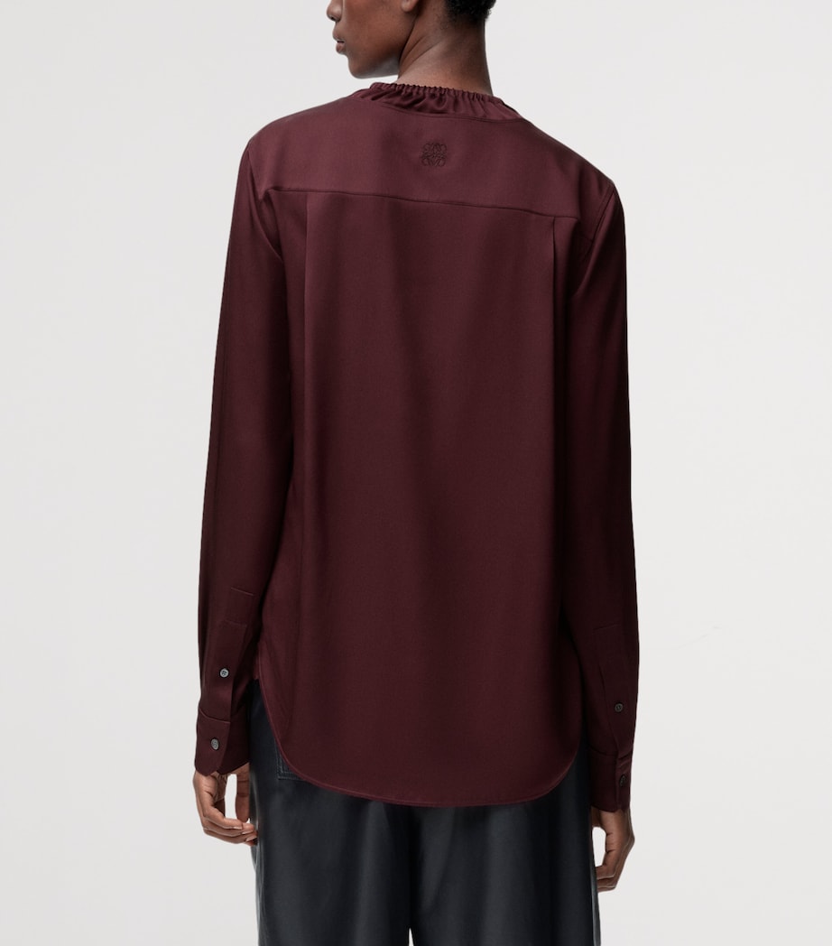 Silk-Blend Satin Blouse BURGUNDY Image 4