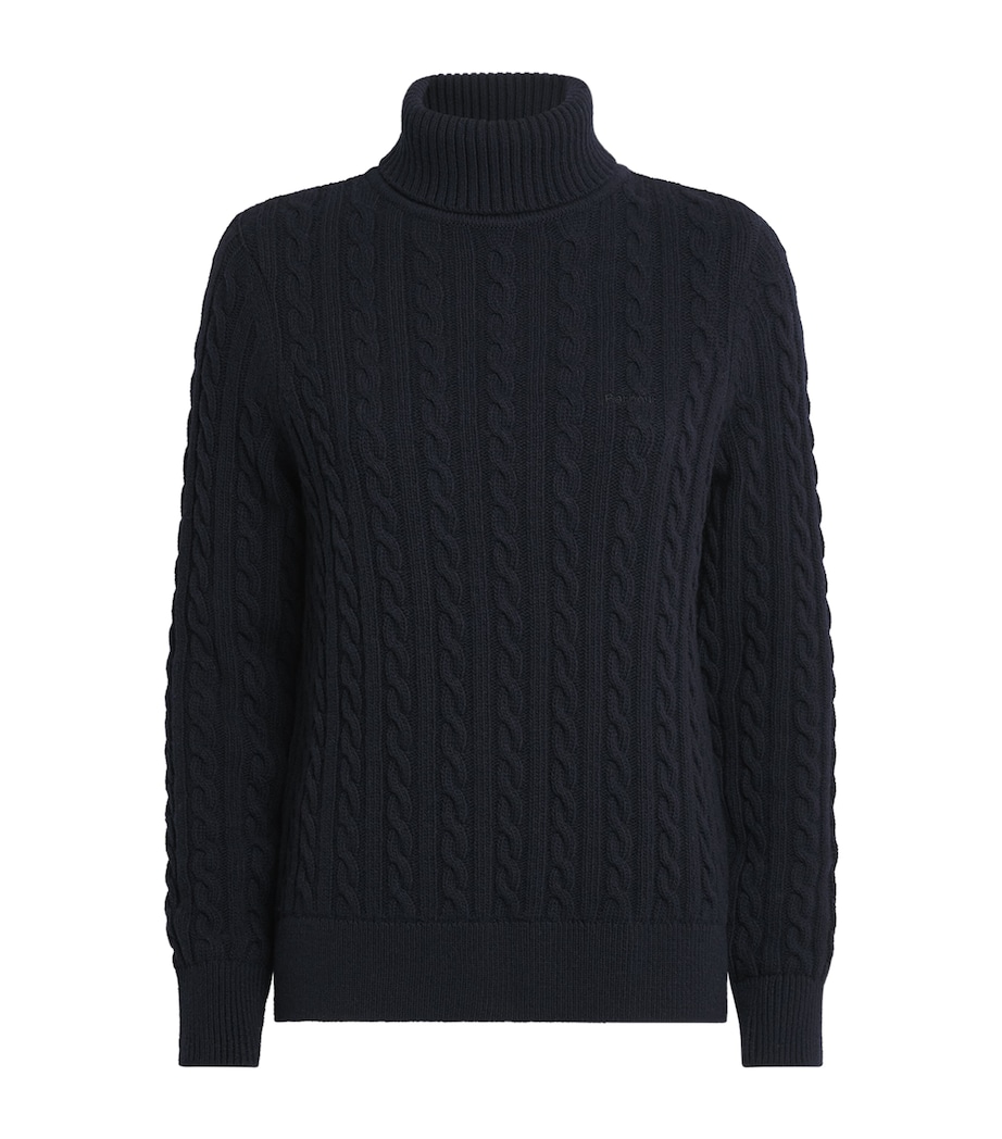 Barbour Womens Wool-Cotton Ambleside Rollneck Sweater Navy Image 1