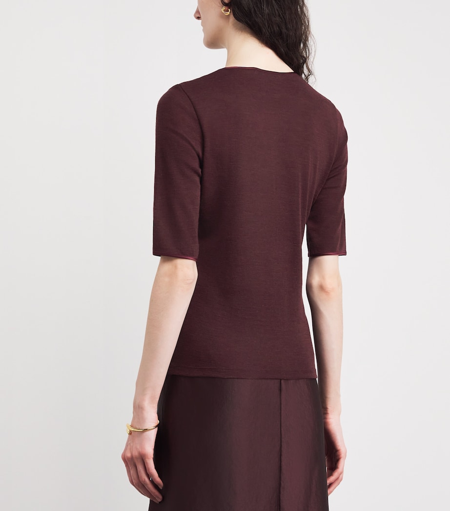 Wool Satin-Trim T-Shirt 701OXB Image 4
