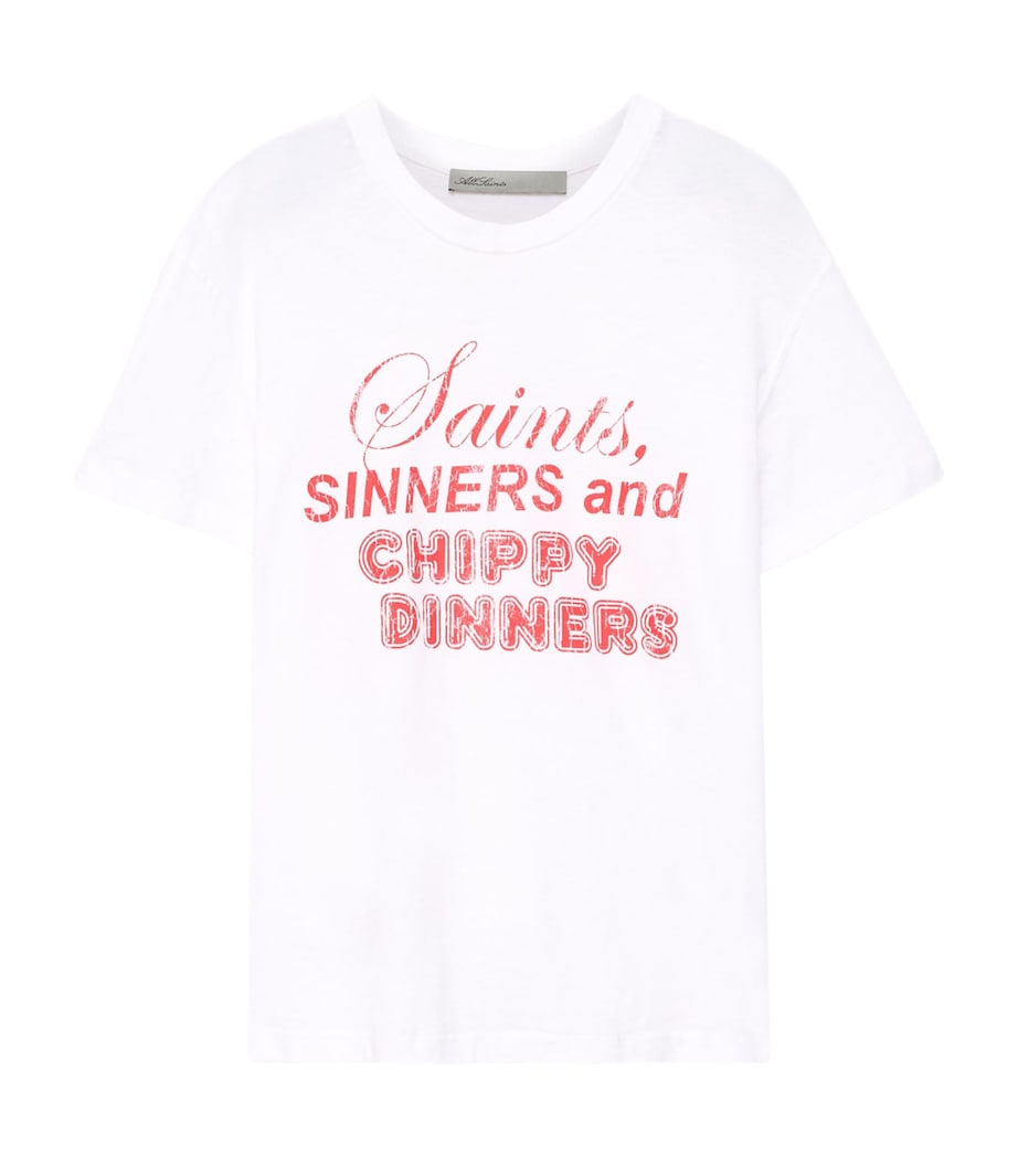 AllSaints Womens Cotton Chippy Addi T-Shirt Optic White Image 1
