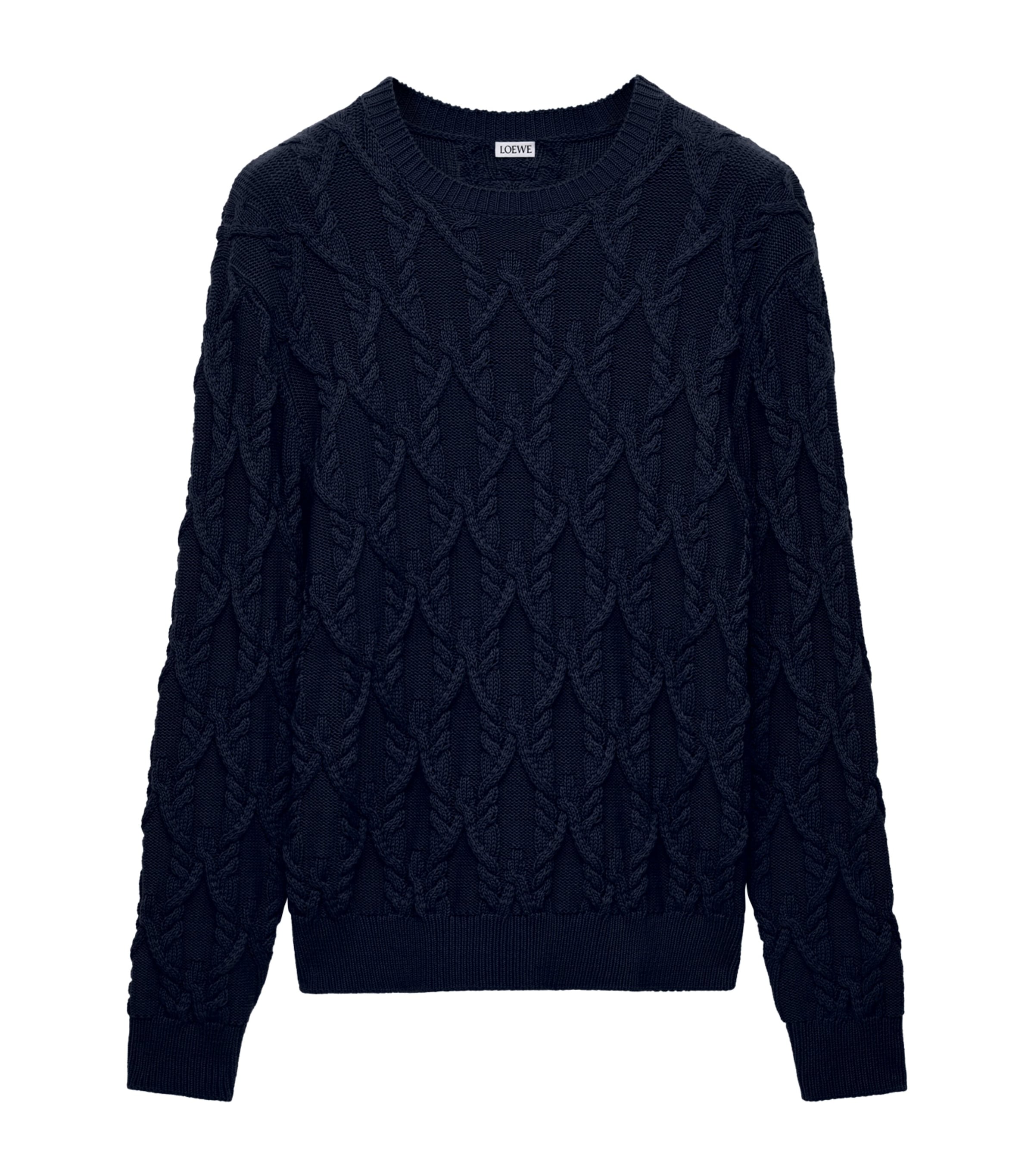 LOEWE Cotton-Blend Cable-Knit Sweater | Harrods US