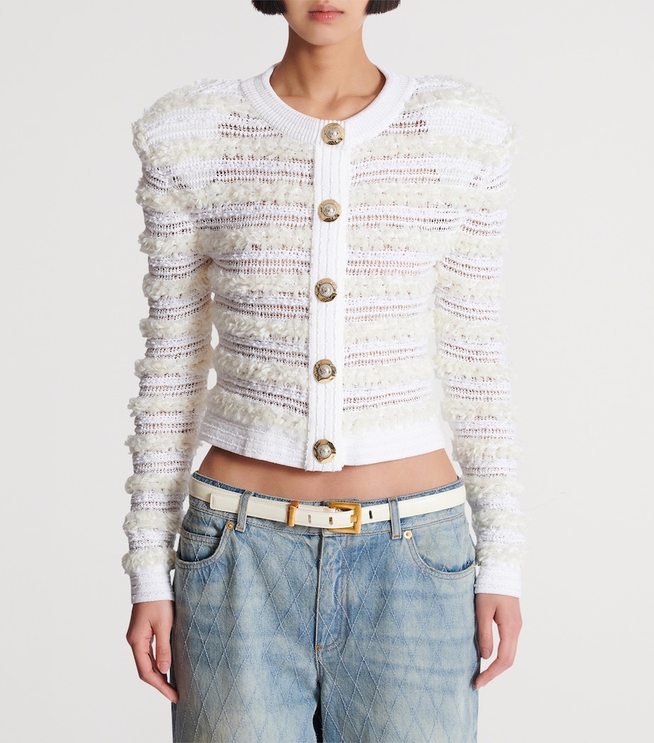 Tweed Cropped Cardigan 0FA BLANC Image 5