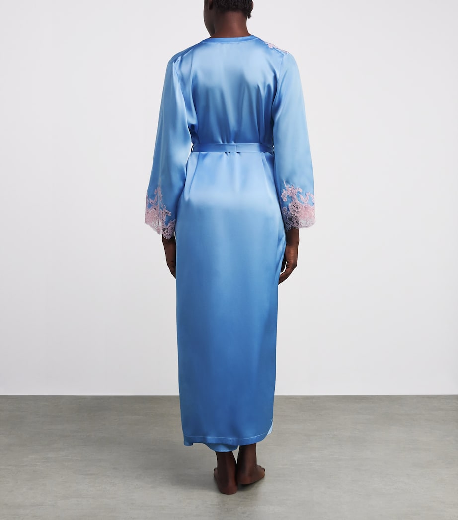 Silk Lace-Trim Bénédicte Long Robe 5276 CIEL/LILA Image 3