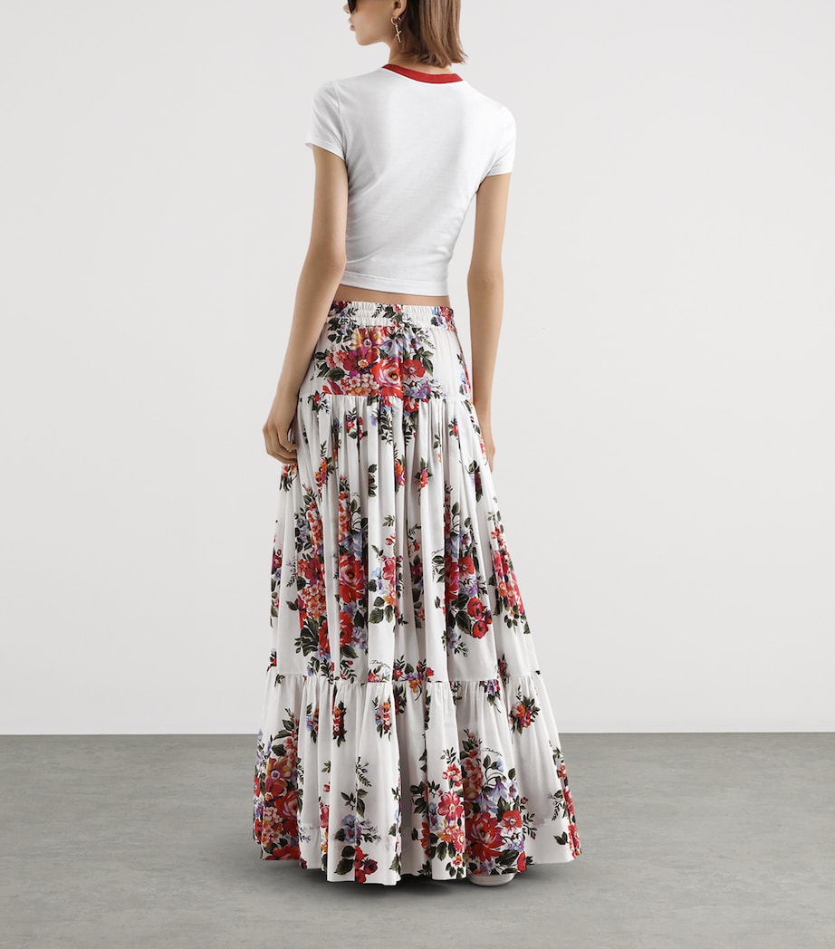 Dolce&Gabbana Womens Cotton Floral Print Maxi Skirt Mazz Image 4