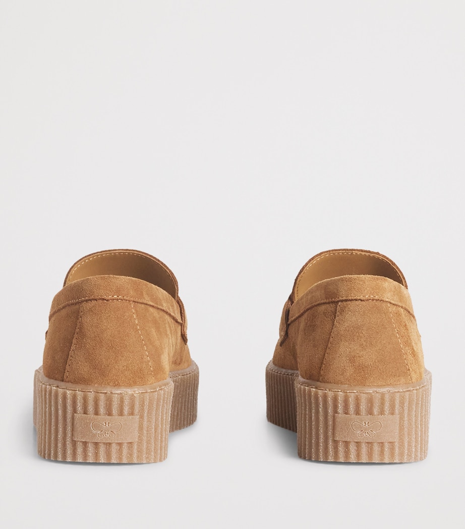 Suede Knurl-Textured Moccasins AMBER BROWN Image 4