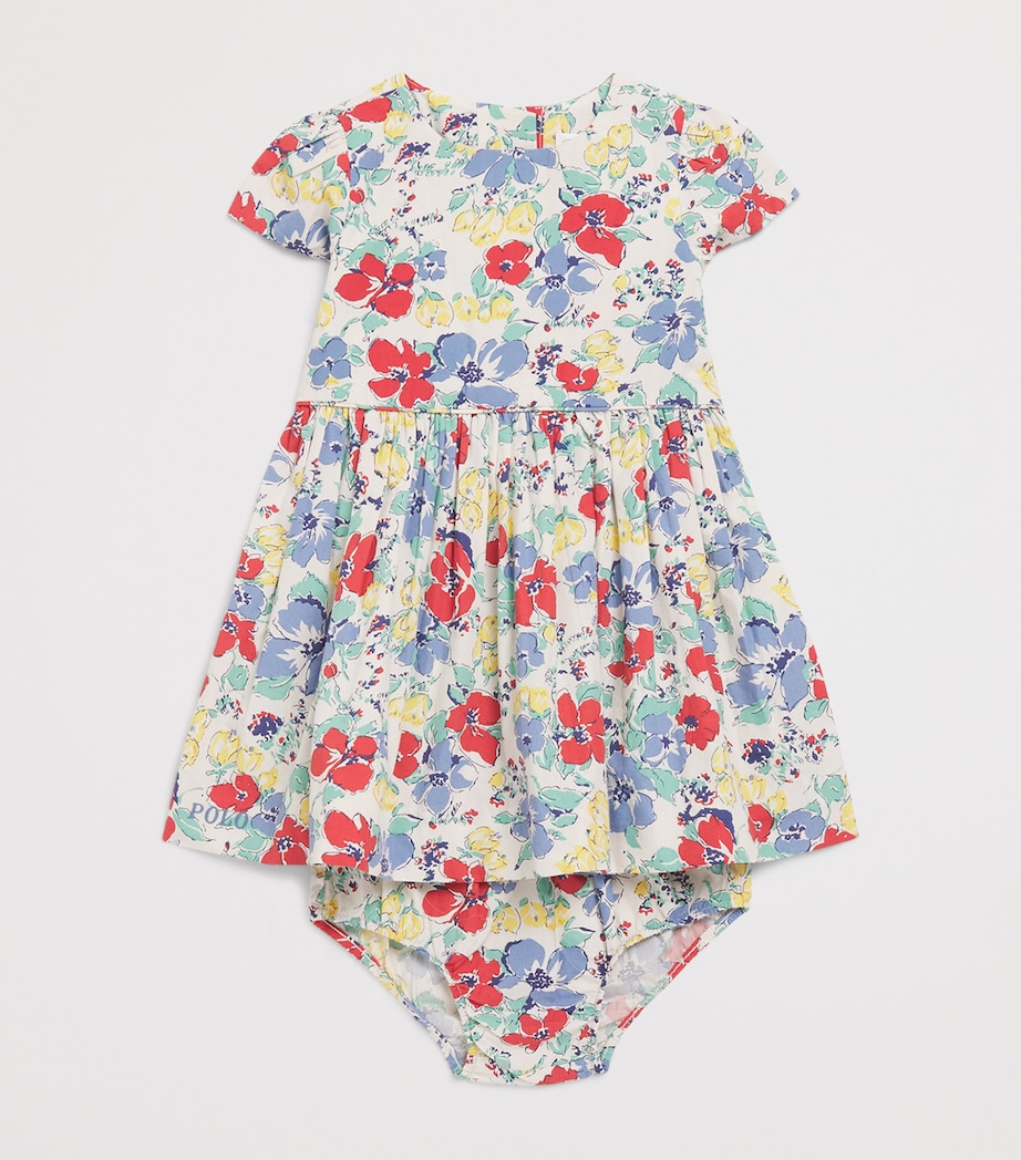Ralph Lauren Kids Floral Print Dress and Bloomers Set (3-24 Months) Blue Multi Image 3