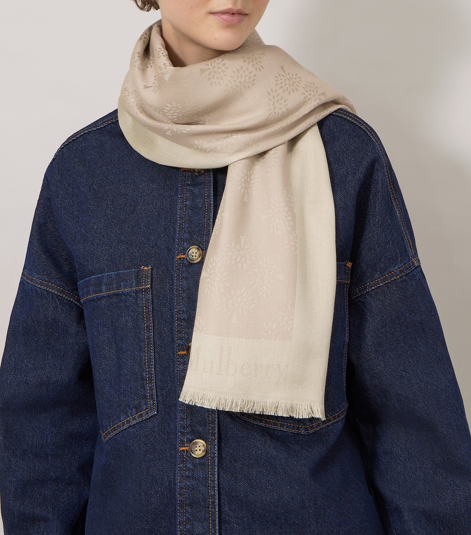 Mulberry Silk-Cotton Square Scarf Cashmere Taupe Image 2