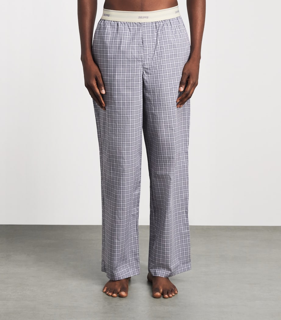 Skims Mens Cotton Check Pyjama Bottoms Full Moon Check Image 4